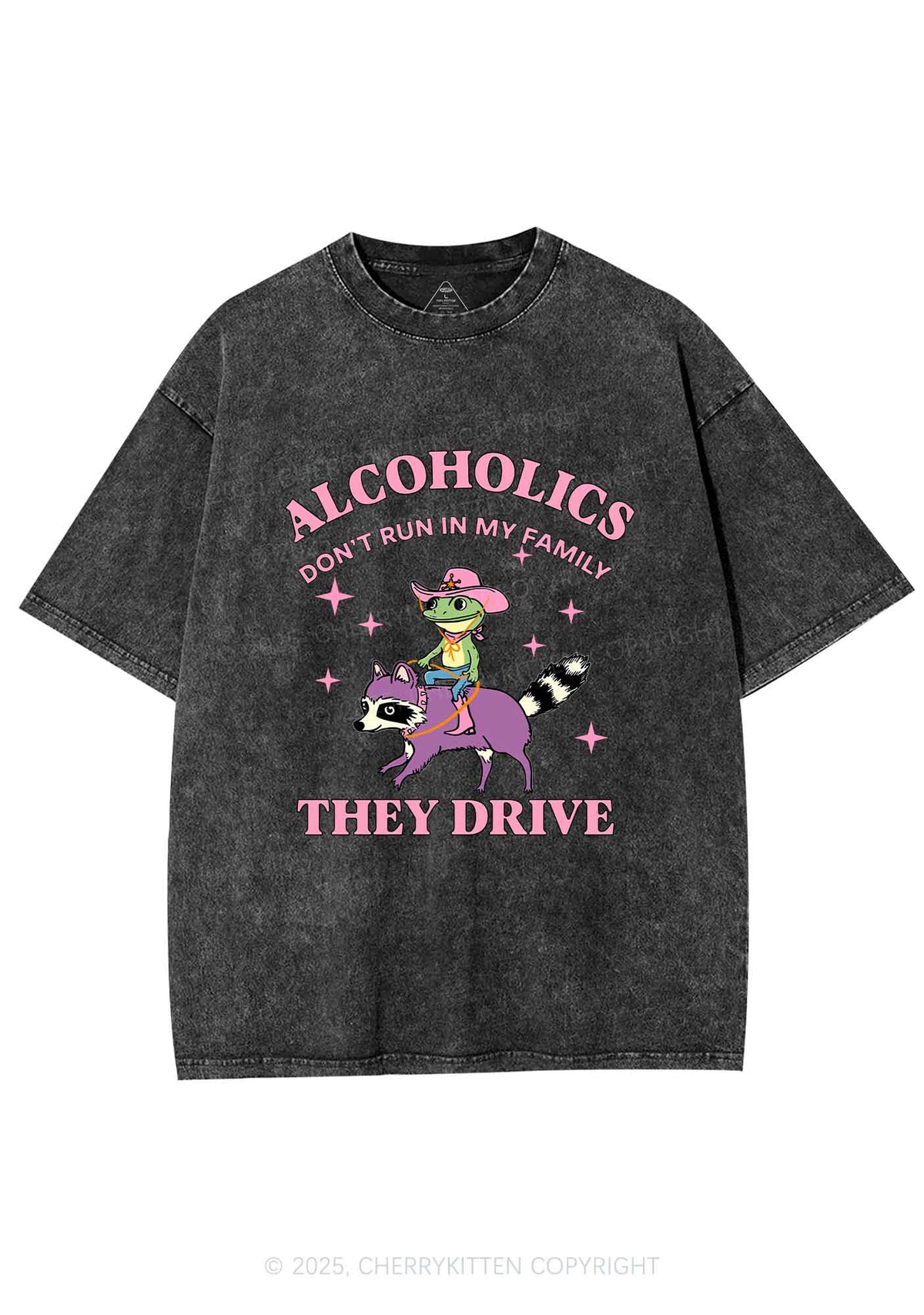 Alcoholics Drive Y2K Shirts Washed Tee Cherrykitten