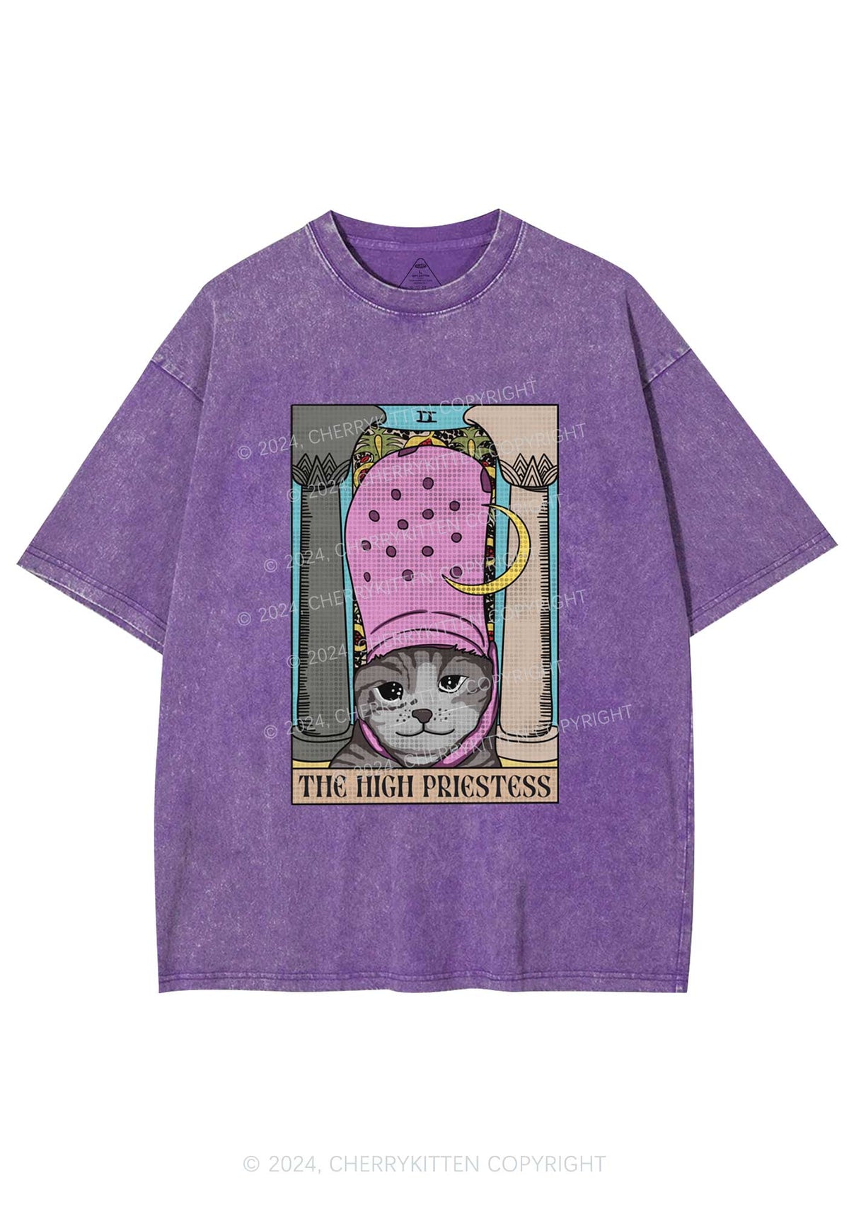 High Priestess Cat Y2K Washed Tee Cherrykitten
