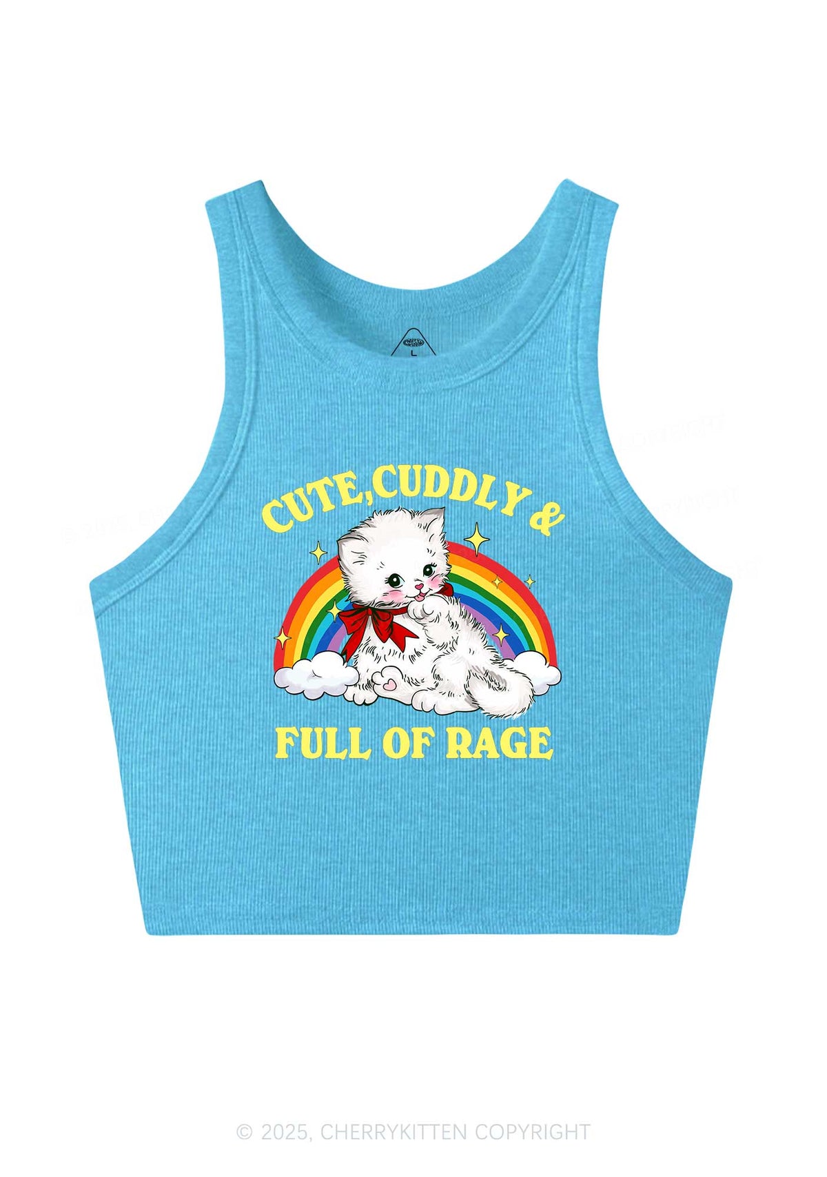 Cuddly Cat Full Of Rage Y2K Crop Tank Top Cherrykitten