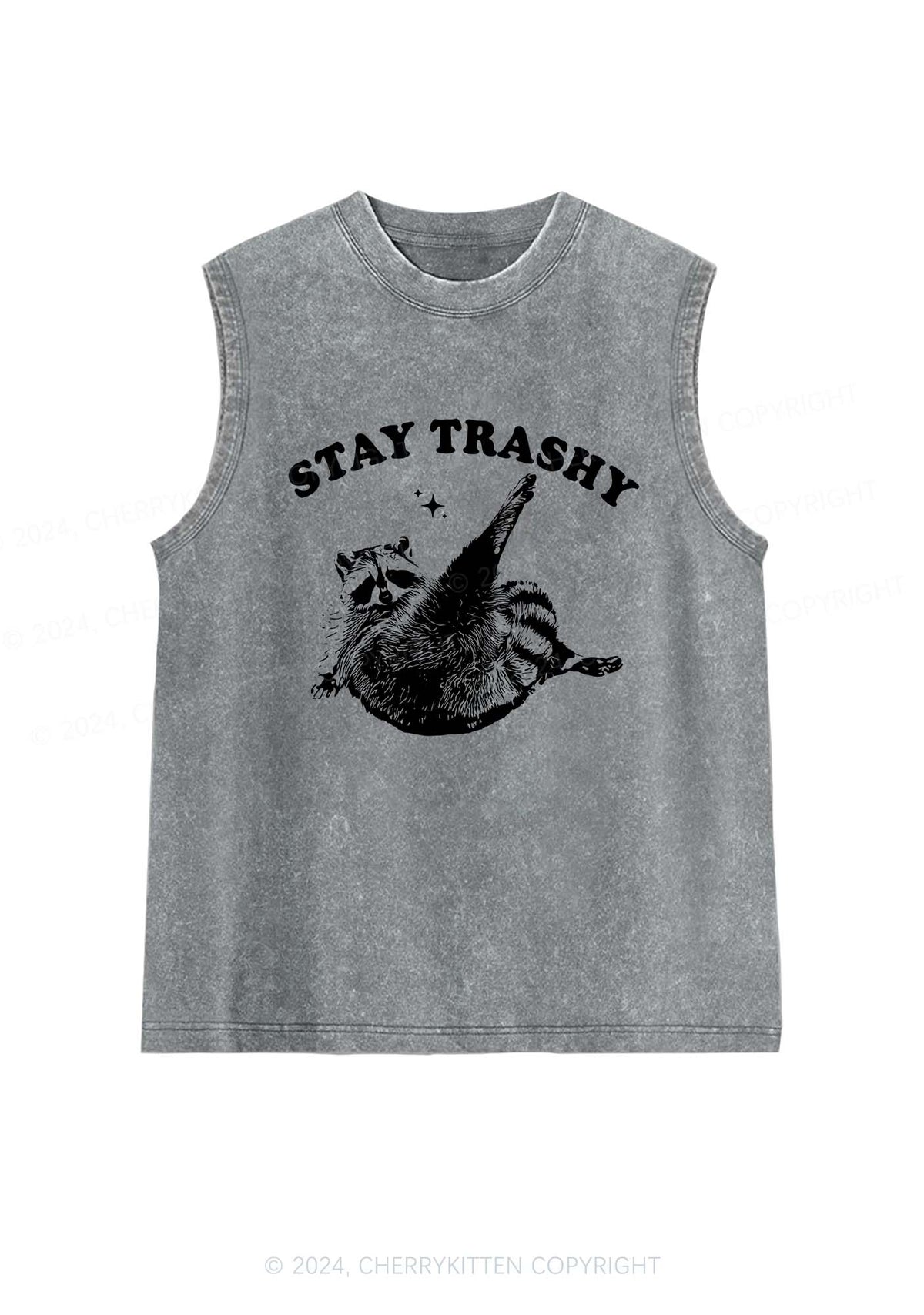 Raccoon Stay Trashy Y2K Washed Tank Cherrykitten