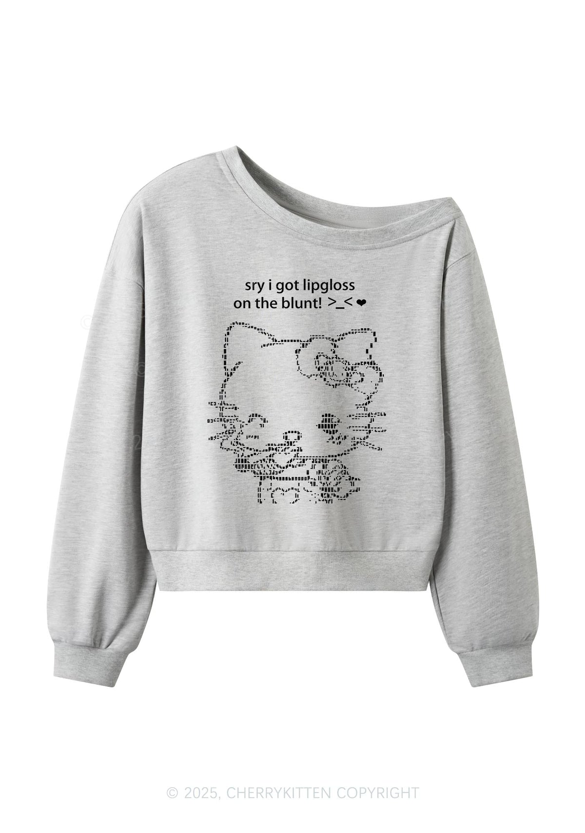 Sorry About Lipgloss Y2K Off Shoulder Sweatshirts Cherrykitten