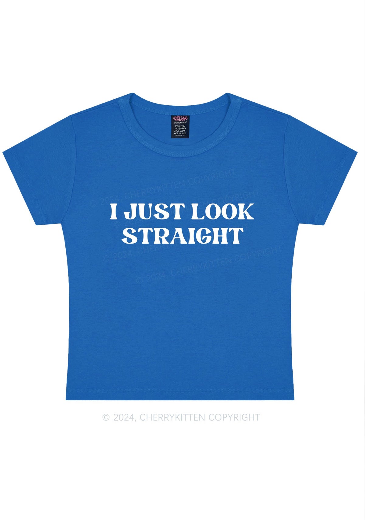 I Just Look Straight Y2k Baby Tee