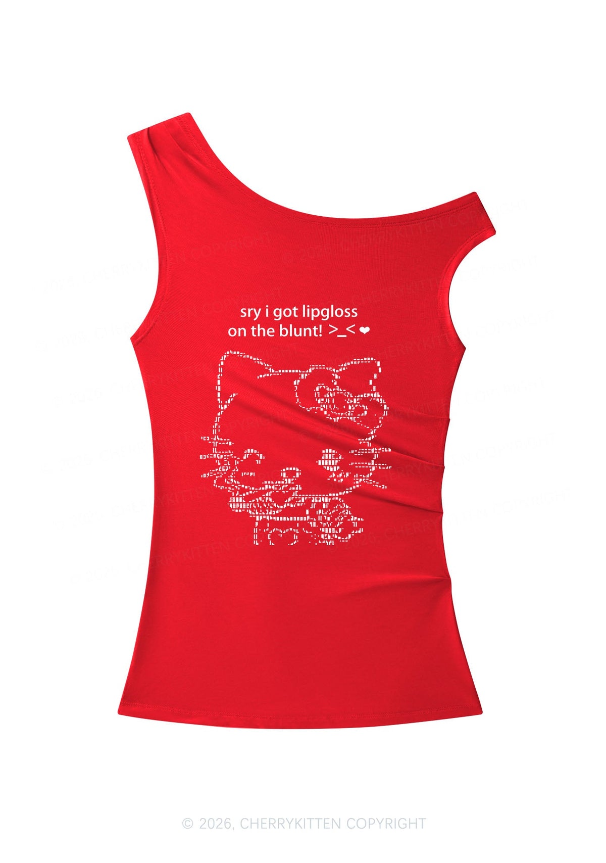 Sorry About Lipgloss Y2K Off Shoulder Tank Top Cherrykitten