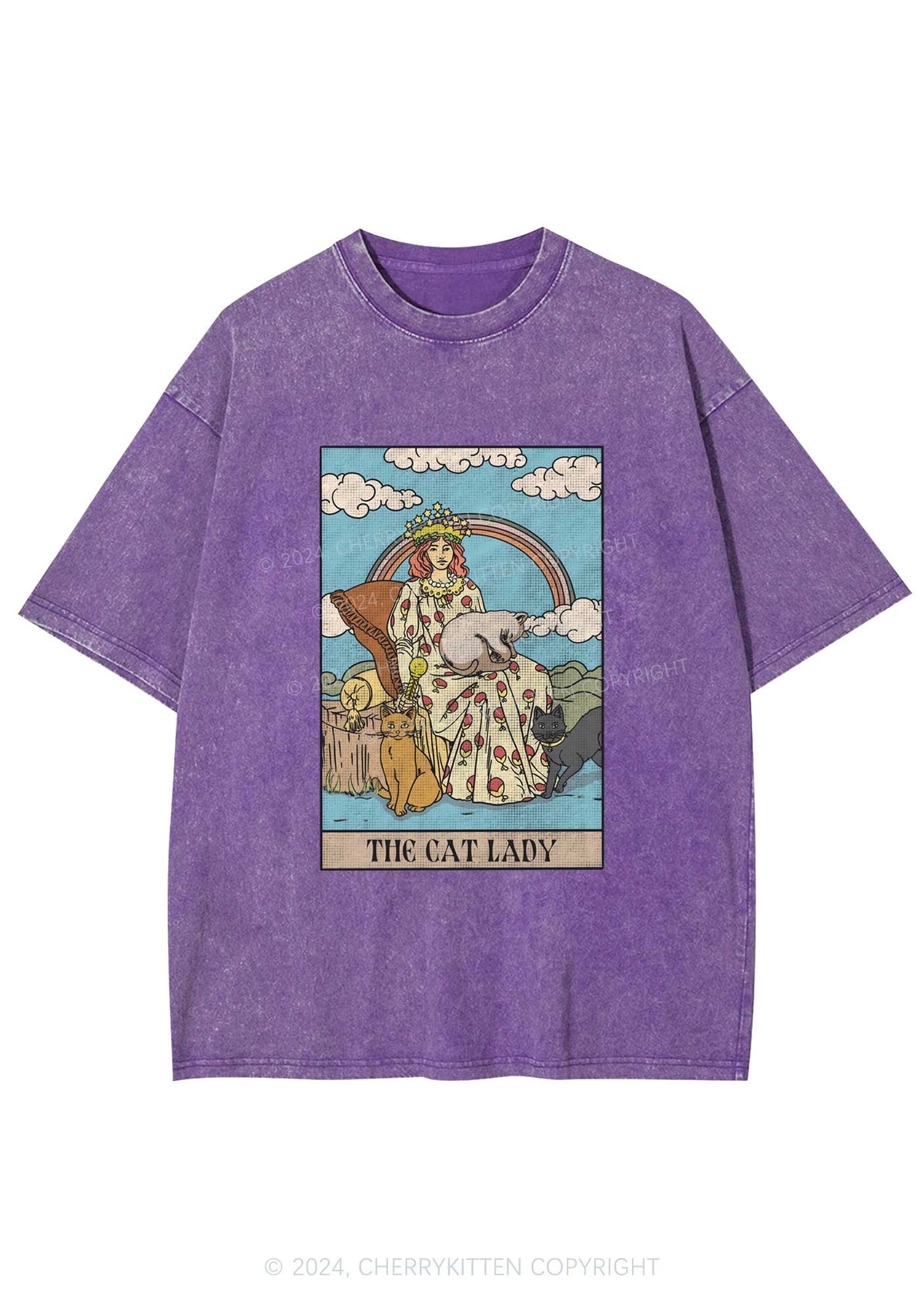The Cat Lady Y2K Washed Tee Cherrykitten