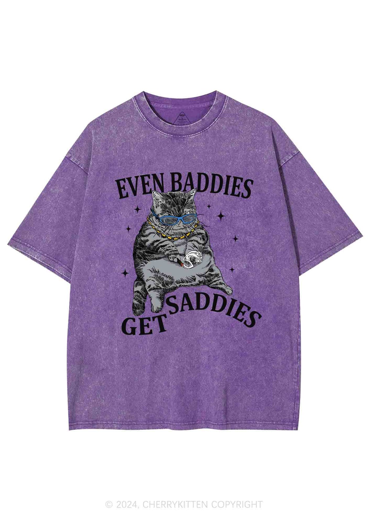 Even Baddies Get Saddies Y2K Washed Tee Cherrykitten