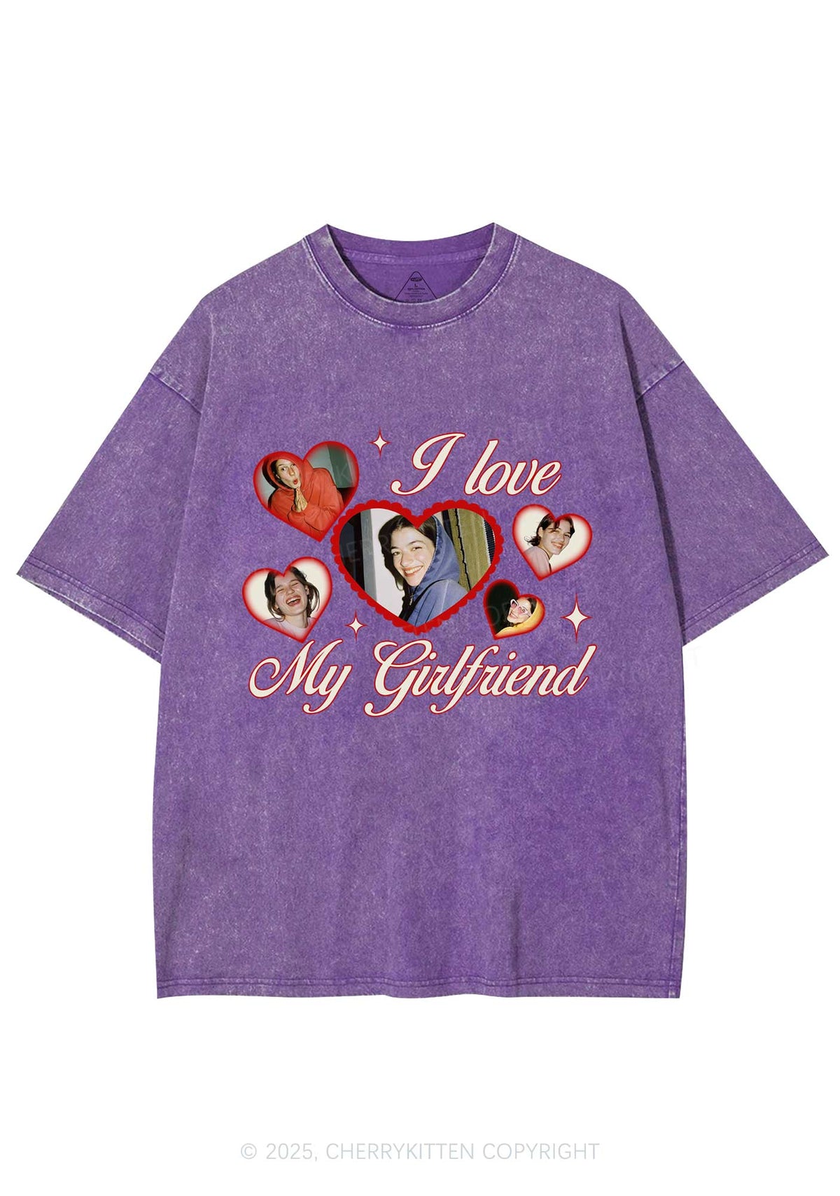 Custom Boyfriend Photos Y2K Valentine's Day Washed Tee Cherrykitten