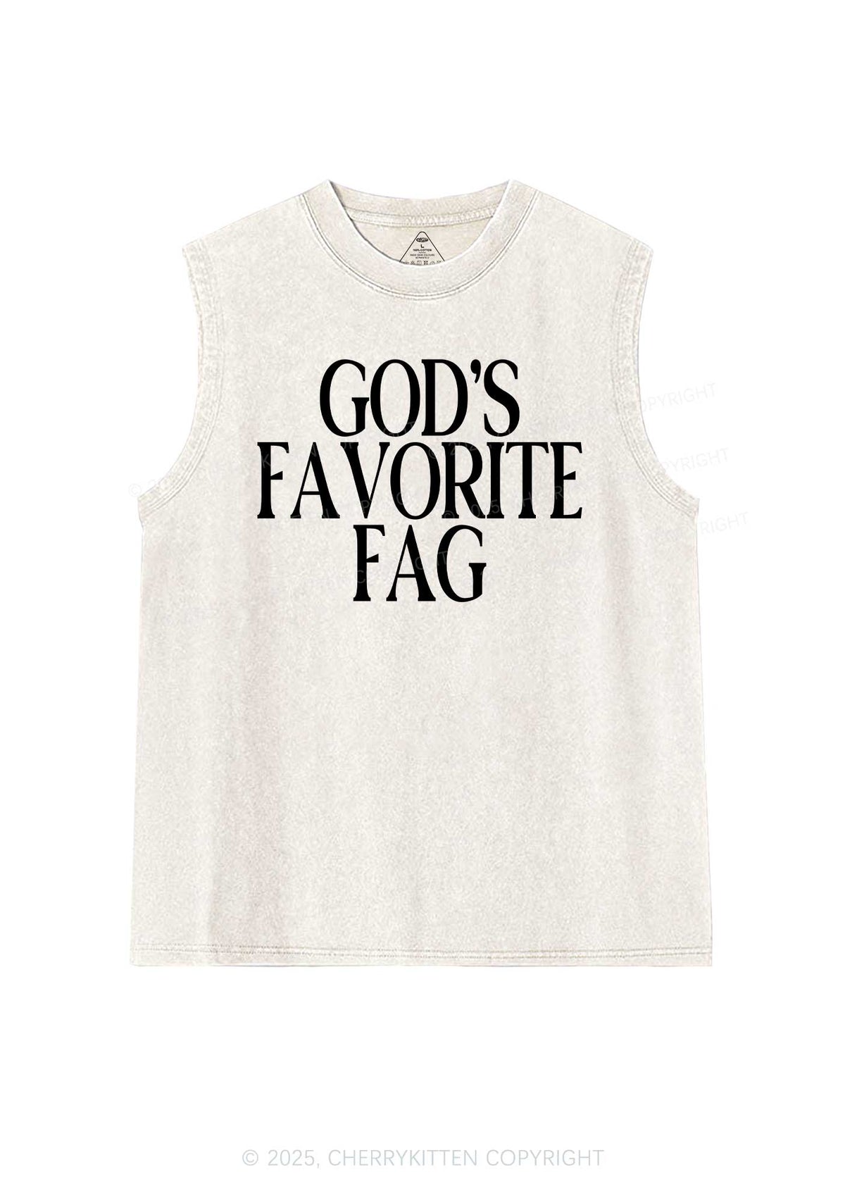Gods Favorite Fag Pride Y2K Washed Muscle Tank Cherrykitten