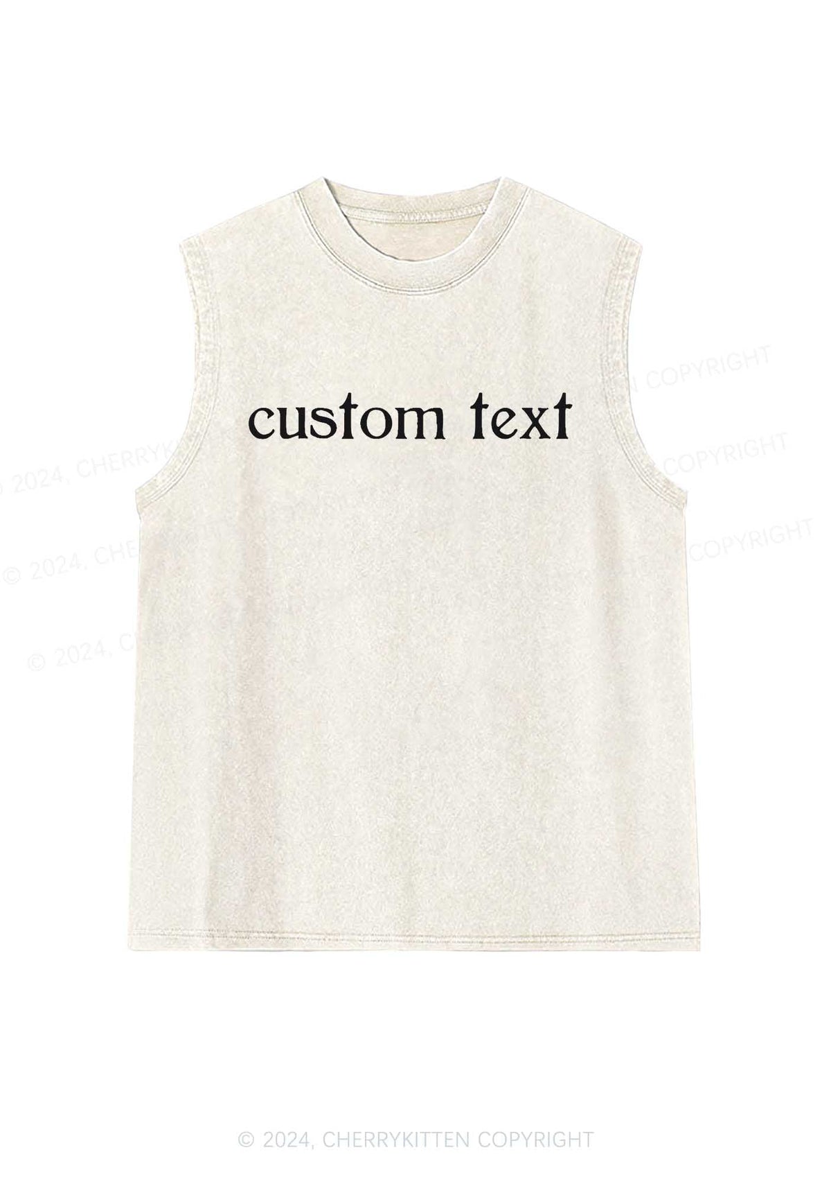Custom Text Y2K Washed Tank Cherrykitten