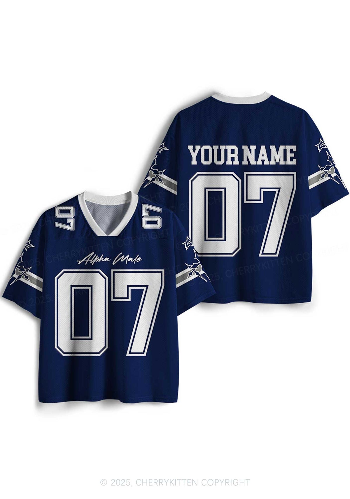 Custom Dark Blue Alpha Male Y2K Mesh Jersey Shirts Cherrykitten