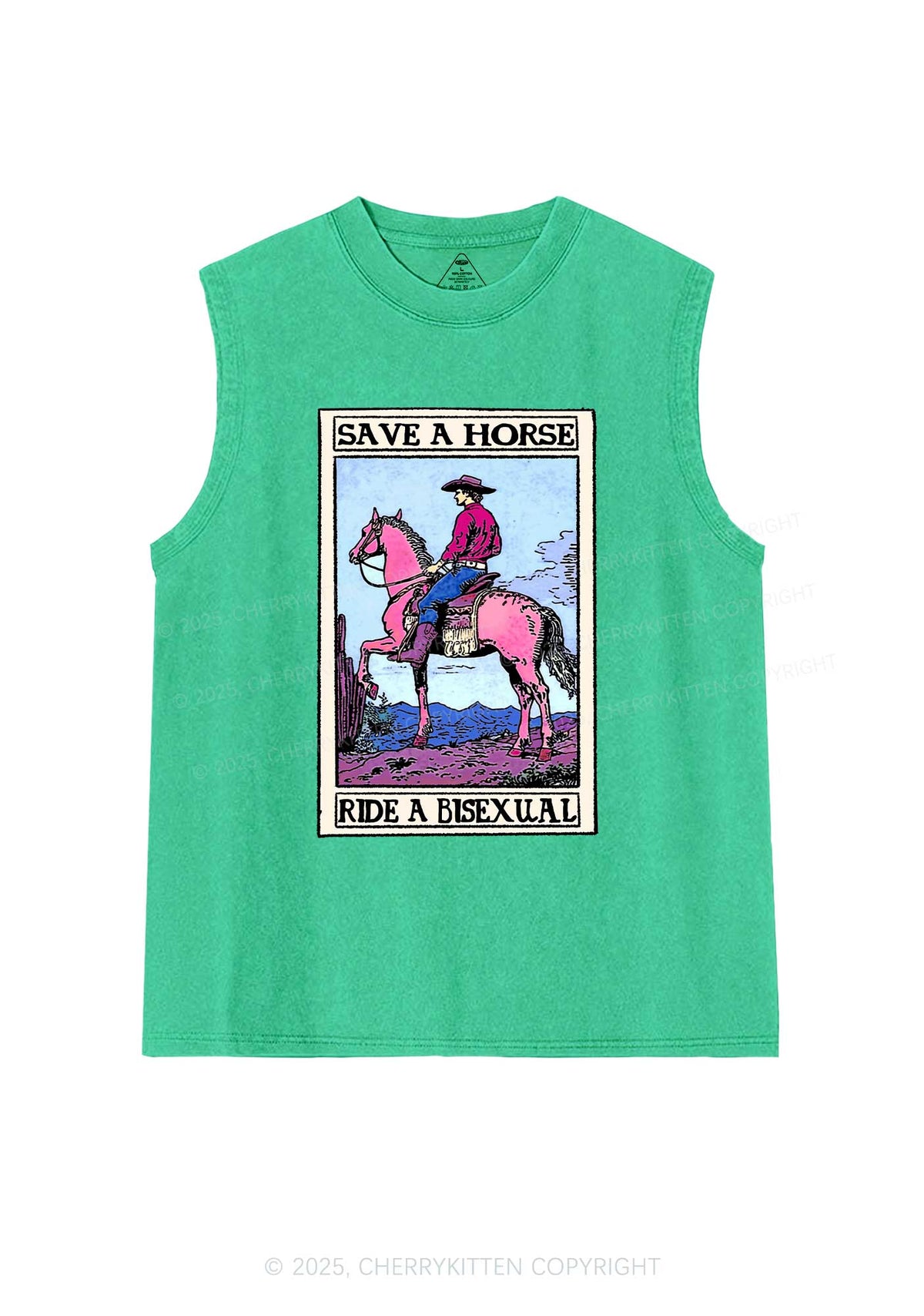 Save Horse Ride Bisexual Pride Y2K Washed Muscle Tank Cherrykitten