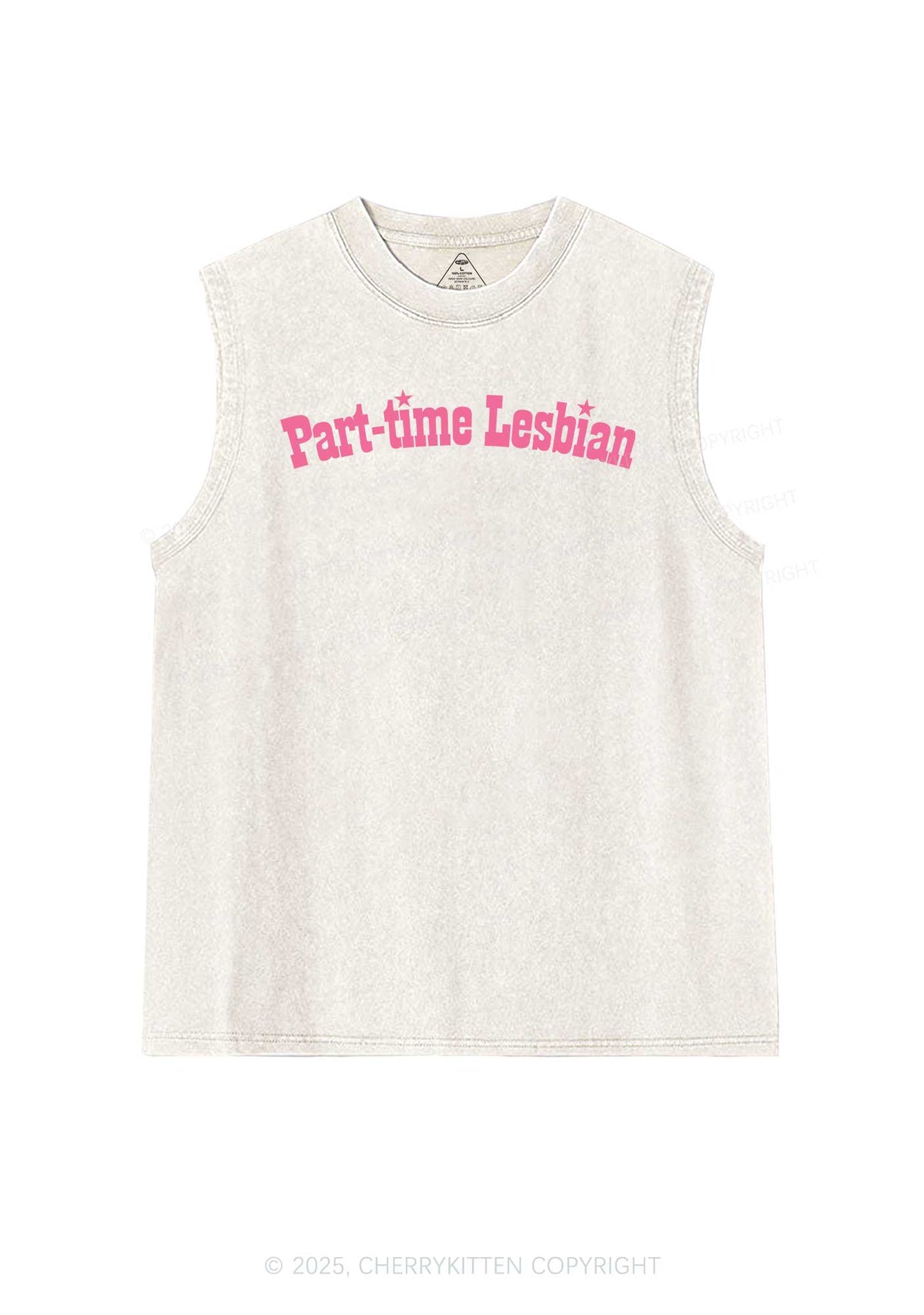 Part Time Lesbian Pride Y2K Washed Muscle Tank Cherrykitten