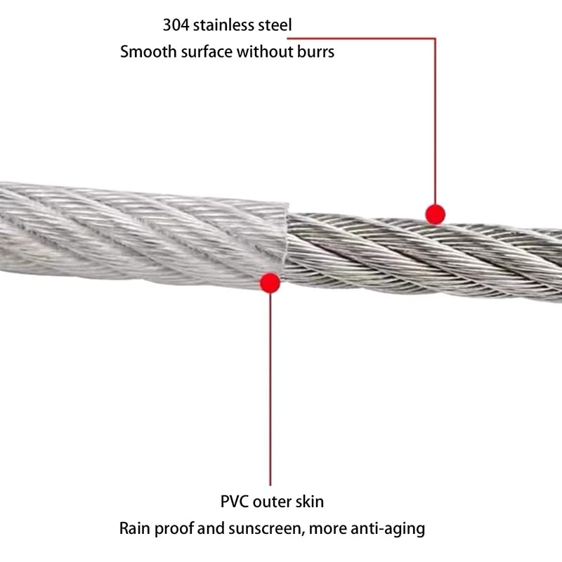 Stainless Steel PVC Coated Clothesline Rope with Locking Hooks ⭐⭐⭐⭐⭐