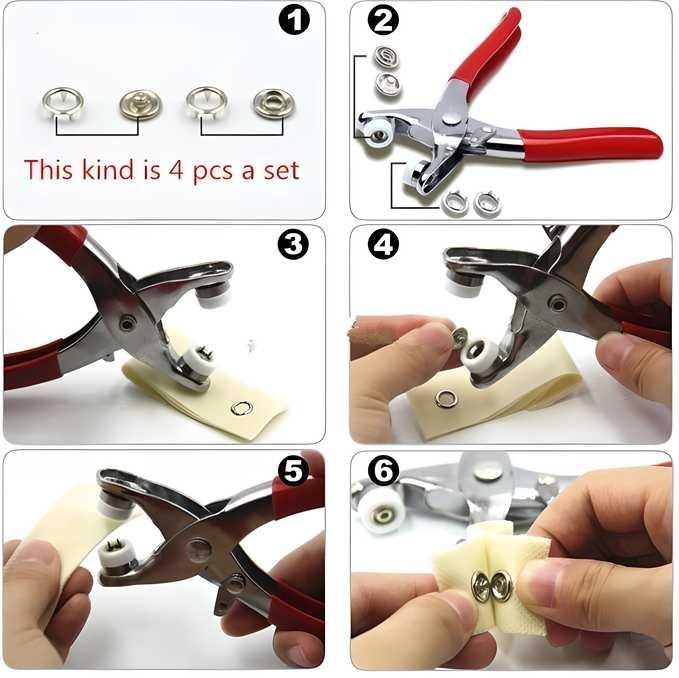 Metal Studs-100 Sets Silver Colors 9.5mm Metal Copper Prong Snap Buttons With Pliers ⭐⭐⭐ ⭐ ⭐