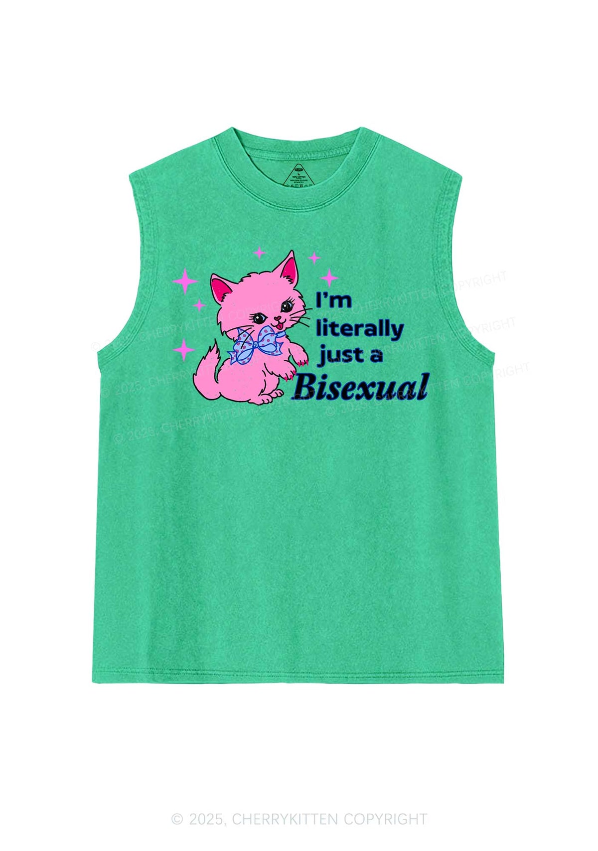 Literally Just A Bisexual Pride Y2K Washed Muscle Tank Cherrykitten