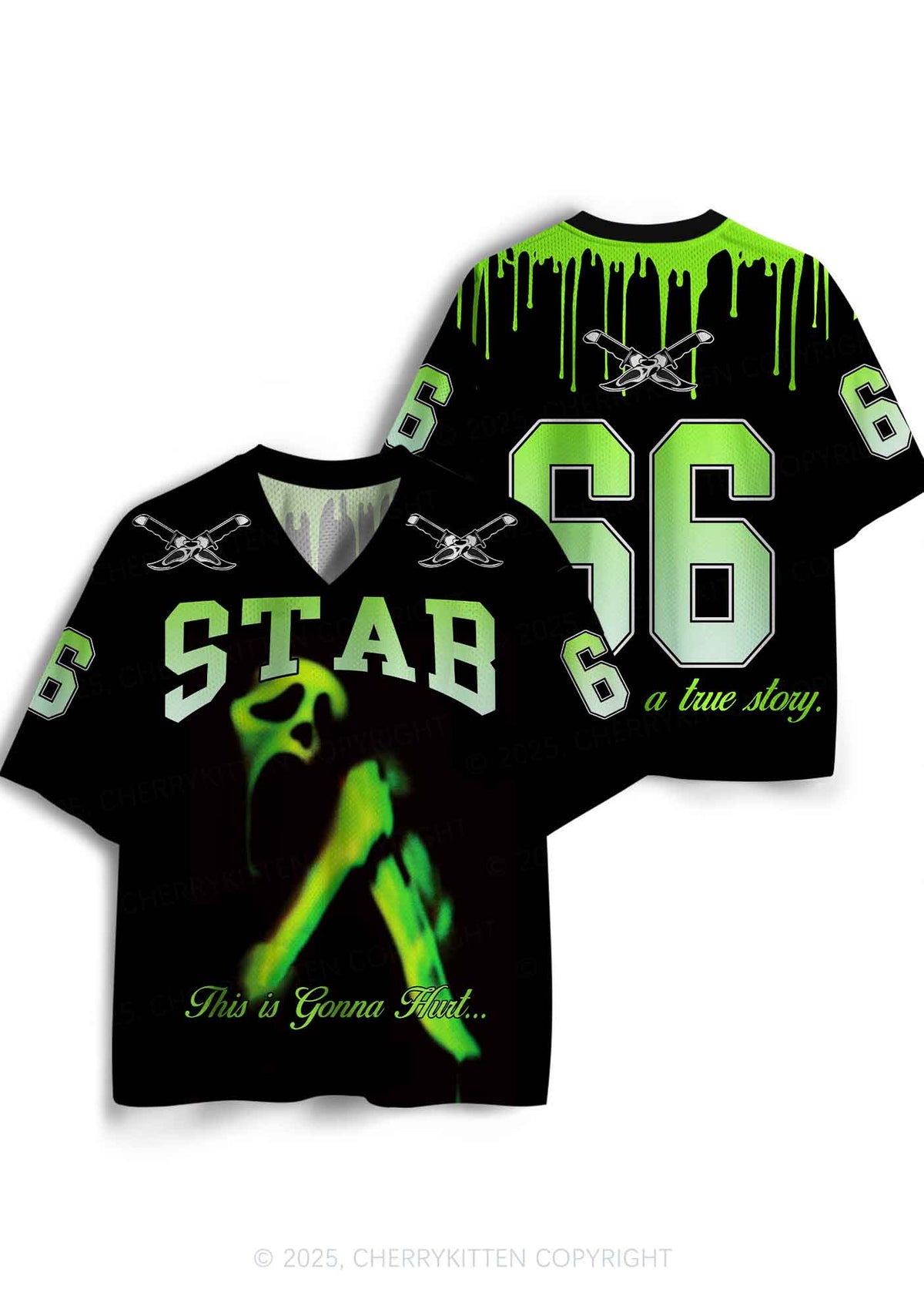 Custom Halloween Black Stab Ghost Y2K Sport Jersey Shirts Cherrykitten