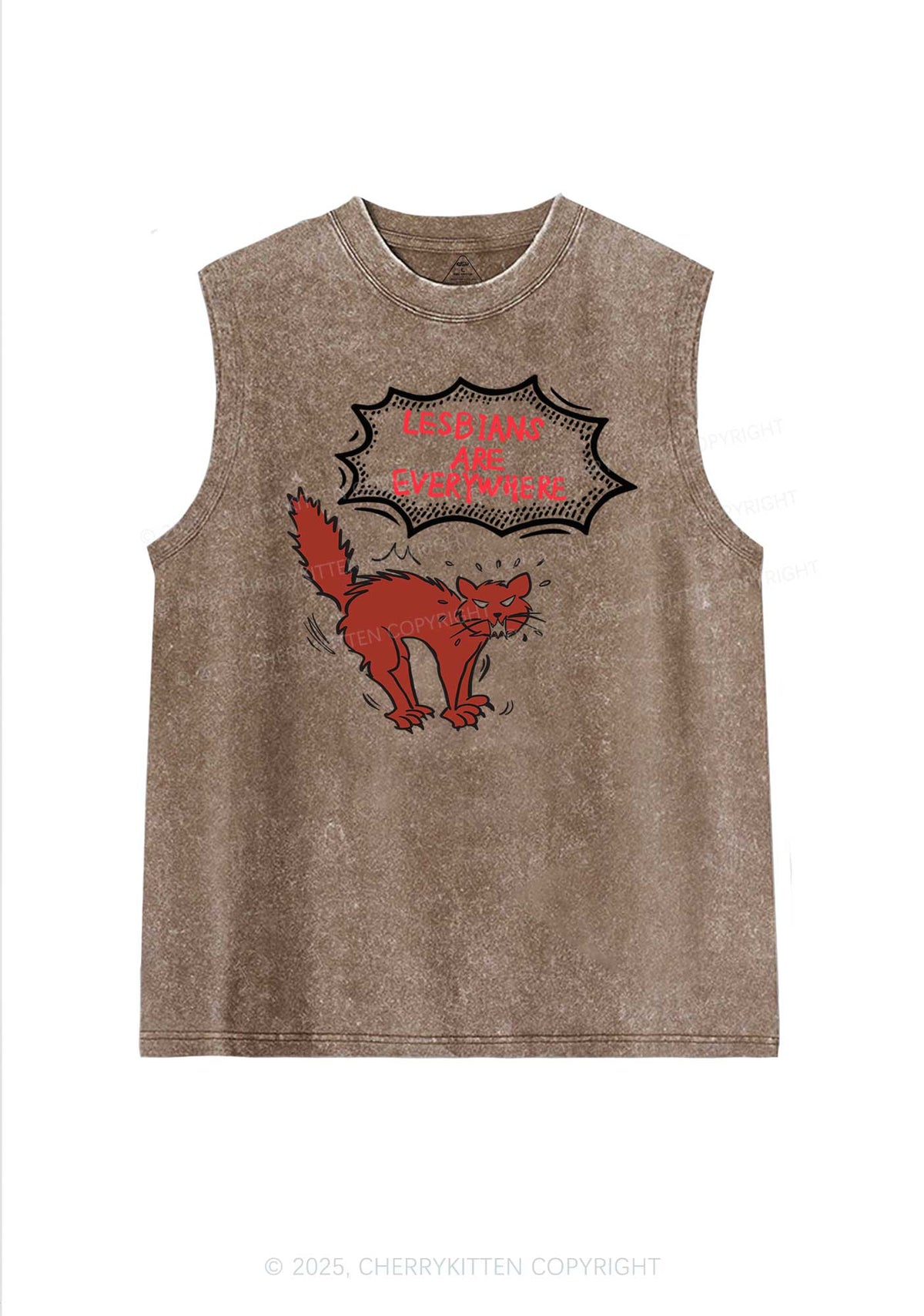 Lesbians Are Everywhere Pride Y2K Washed Muscle Tank Cherrykitten