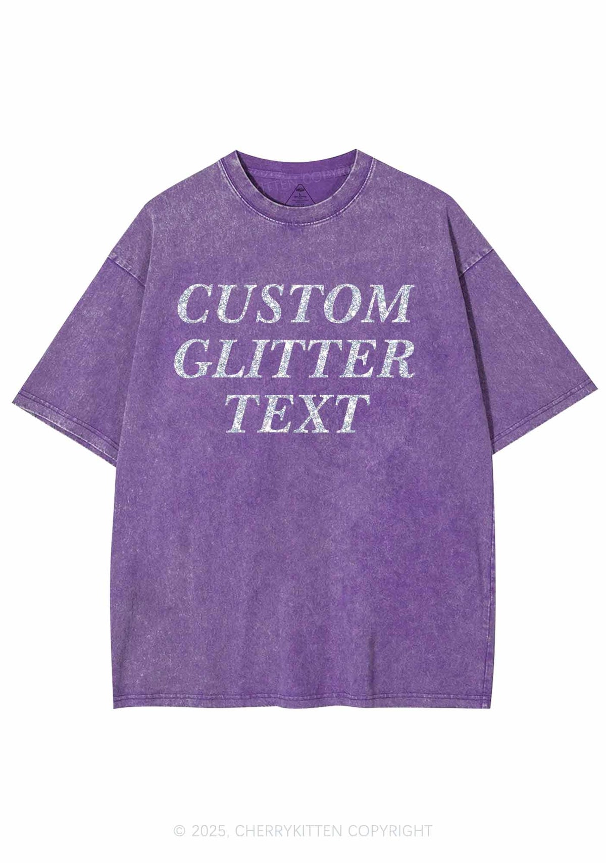 Custom Text Glitter Y2K Shirts Washed Tee Cherrykitten