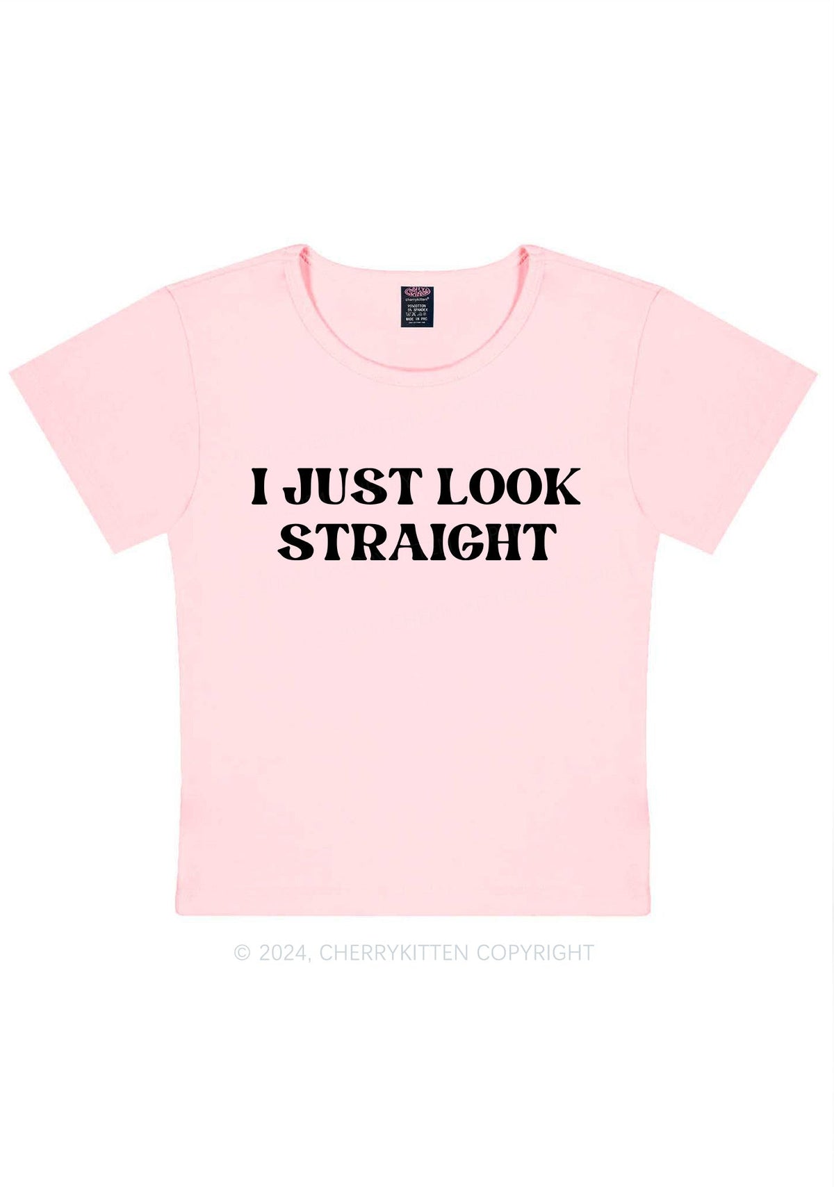 I Just Look Straight Y2k Baby Tee