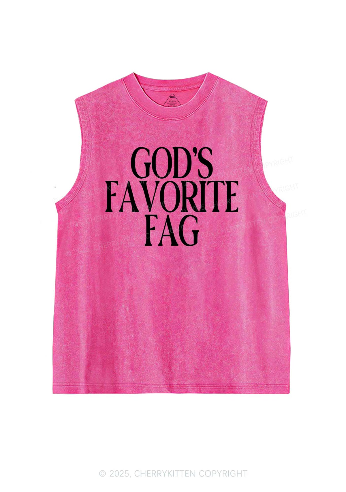 Gods Favorite Fag Pride Y2K Washed Muscle Tank Cherrykitten