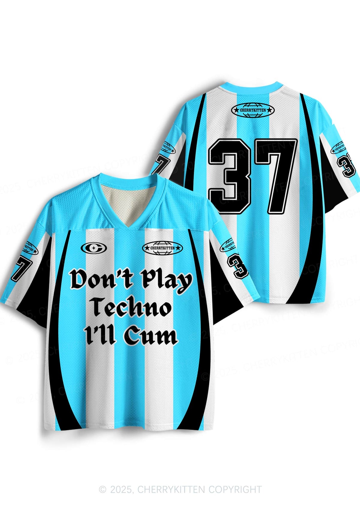 Custom Skyblue Dont Play Techno Y2K Sport Jersey Shirts Cherrykitten