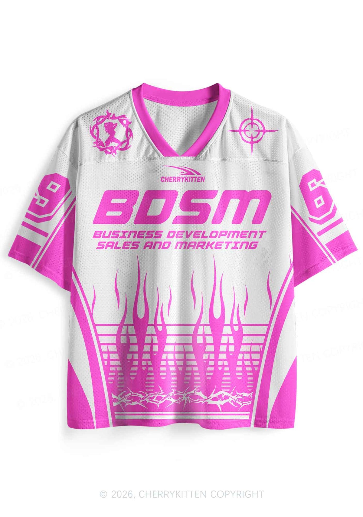 Pink Flame BDSM Y2K Sport Jersey Shirts Cherrykitten