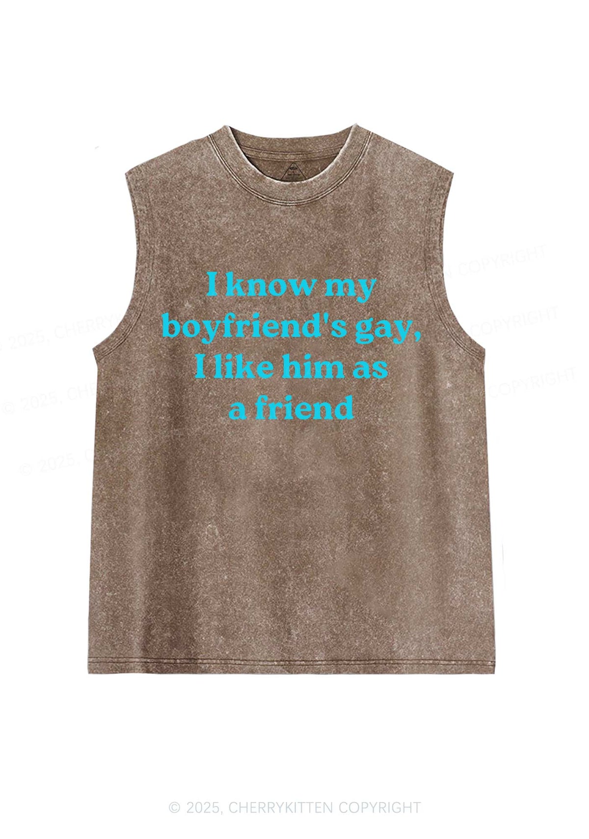 I Know My BF Is Gay Pride Y2K Washed Muscle Tank Cherrykitten