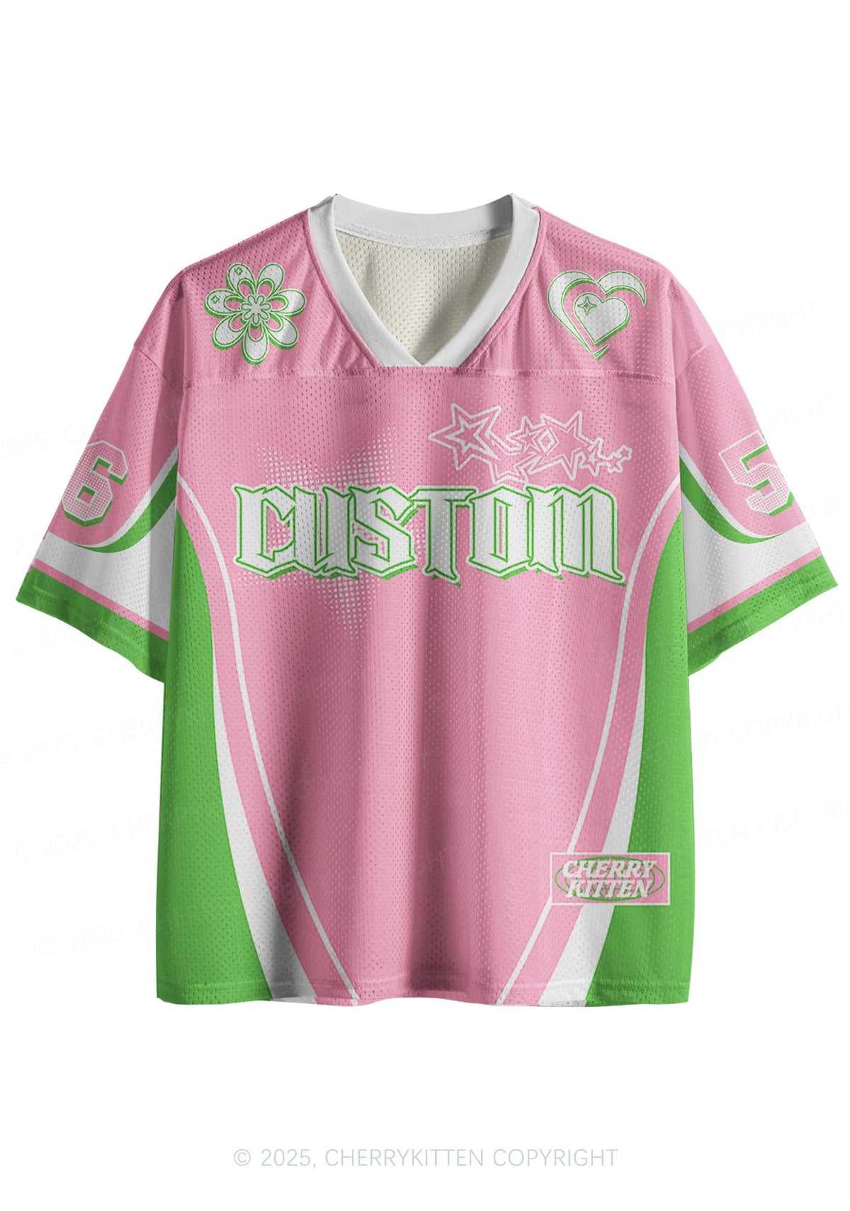 Custom Team Pink Mint Heart Y2K Sport Jersey Shirts Cherrykitten