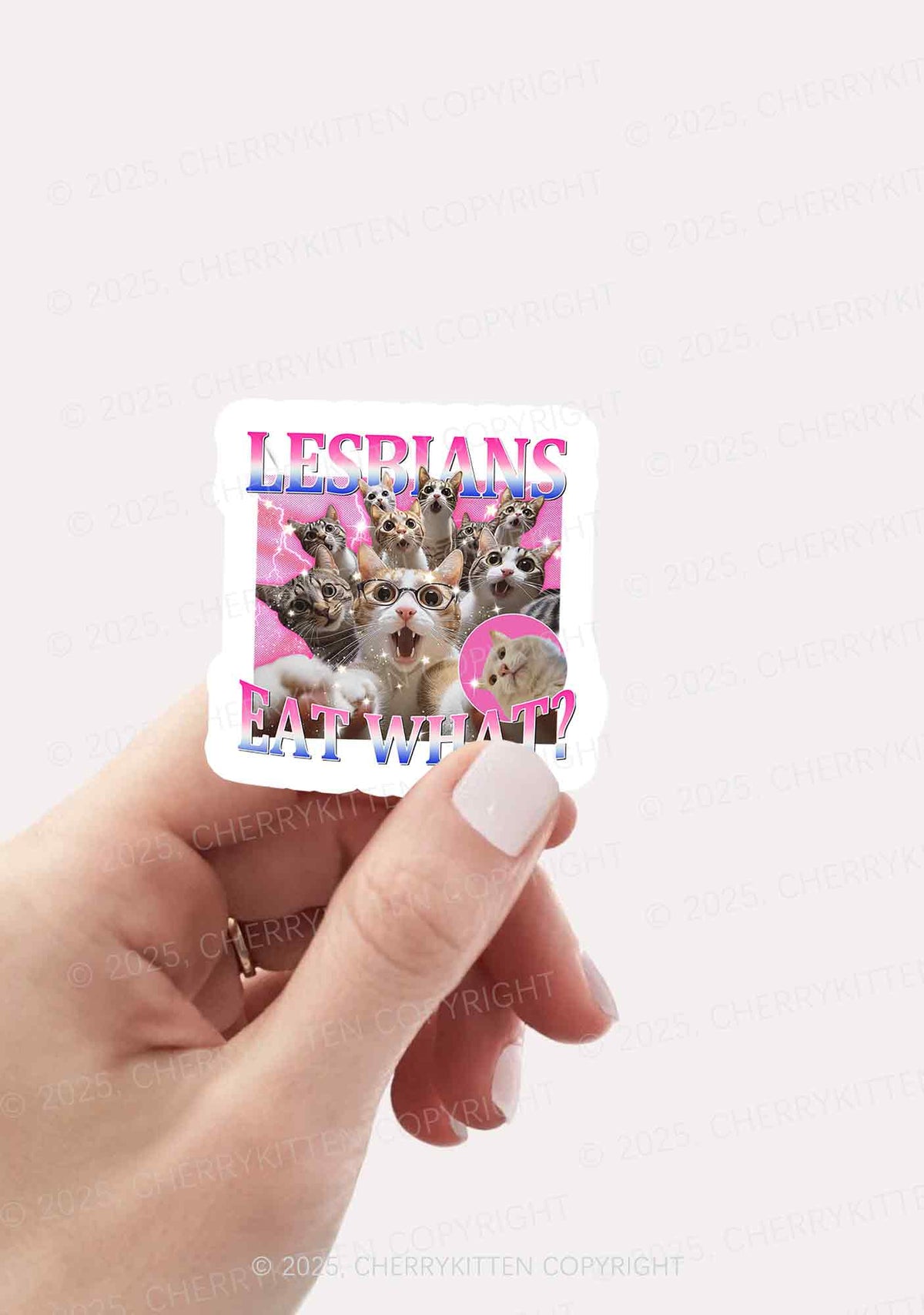 Lesbians Eat What Cat Pride 1Pc Y2K Sticker Cherrykitten