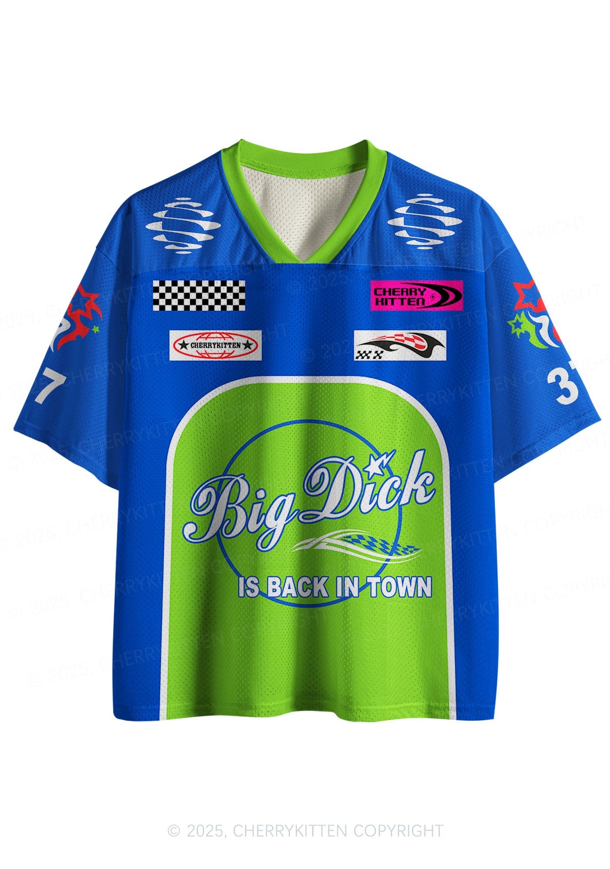 Custom Blue Big Back Town Y2K Sport Jersey Shirts Cherrykitten