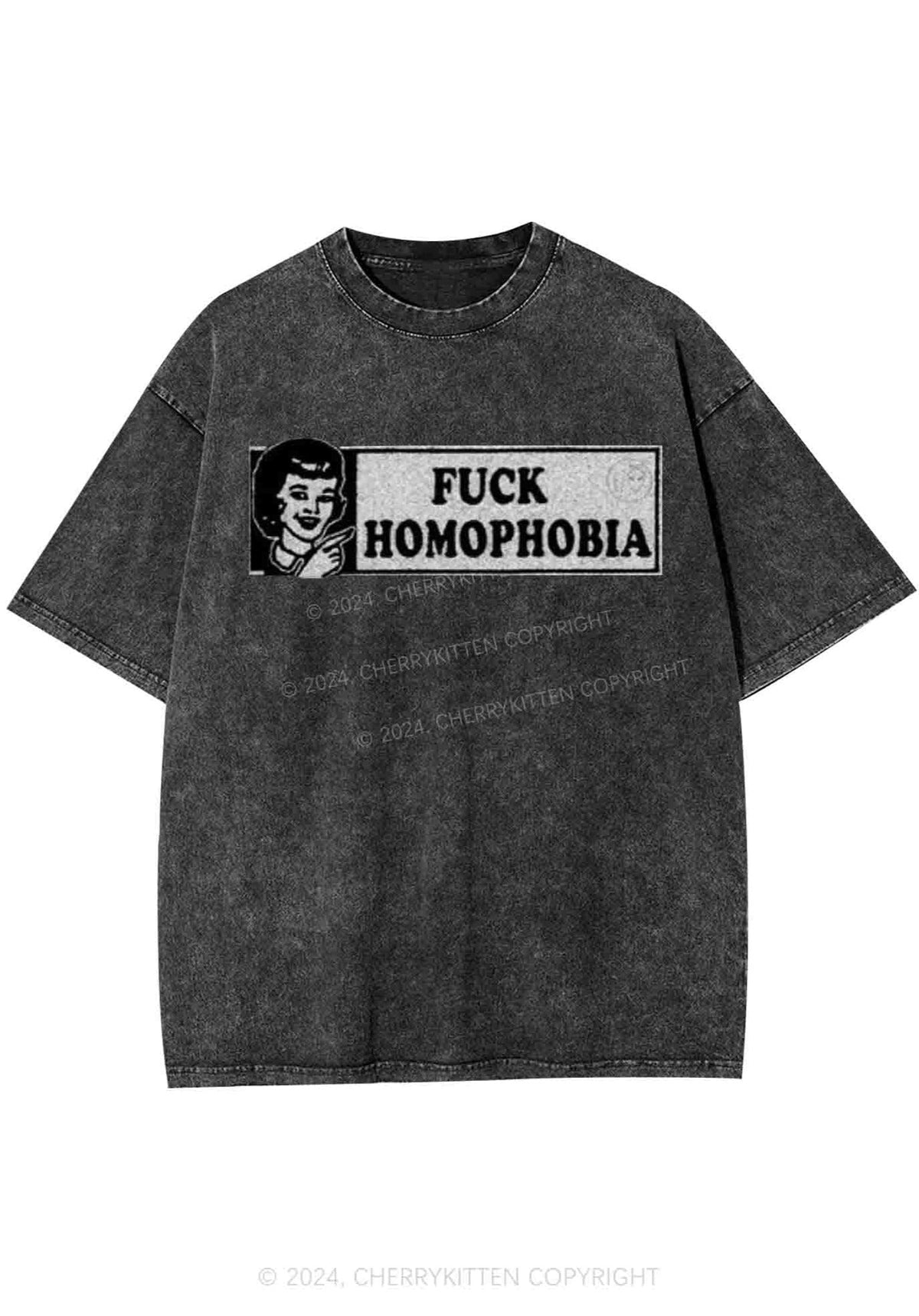 Fxxk Homophobia Y2K Washed Tee Cherrykitten