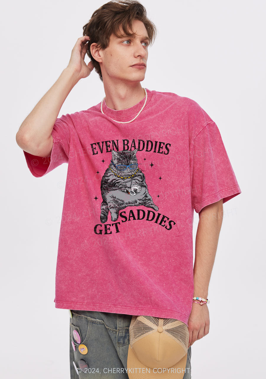 Even Baddies Get Saddies Y2K Washed Tee Cherrykitten