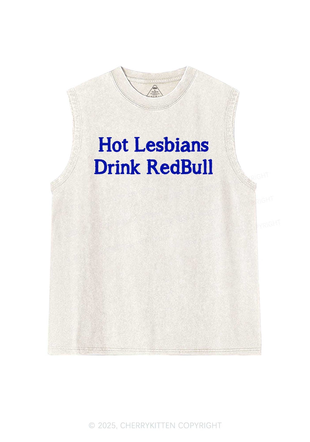 Hot Lesbians Drink Red Pride Y2K Washed Muscle Tank Cherrykitten