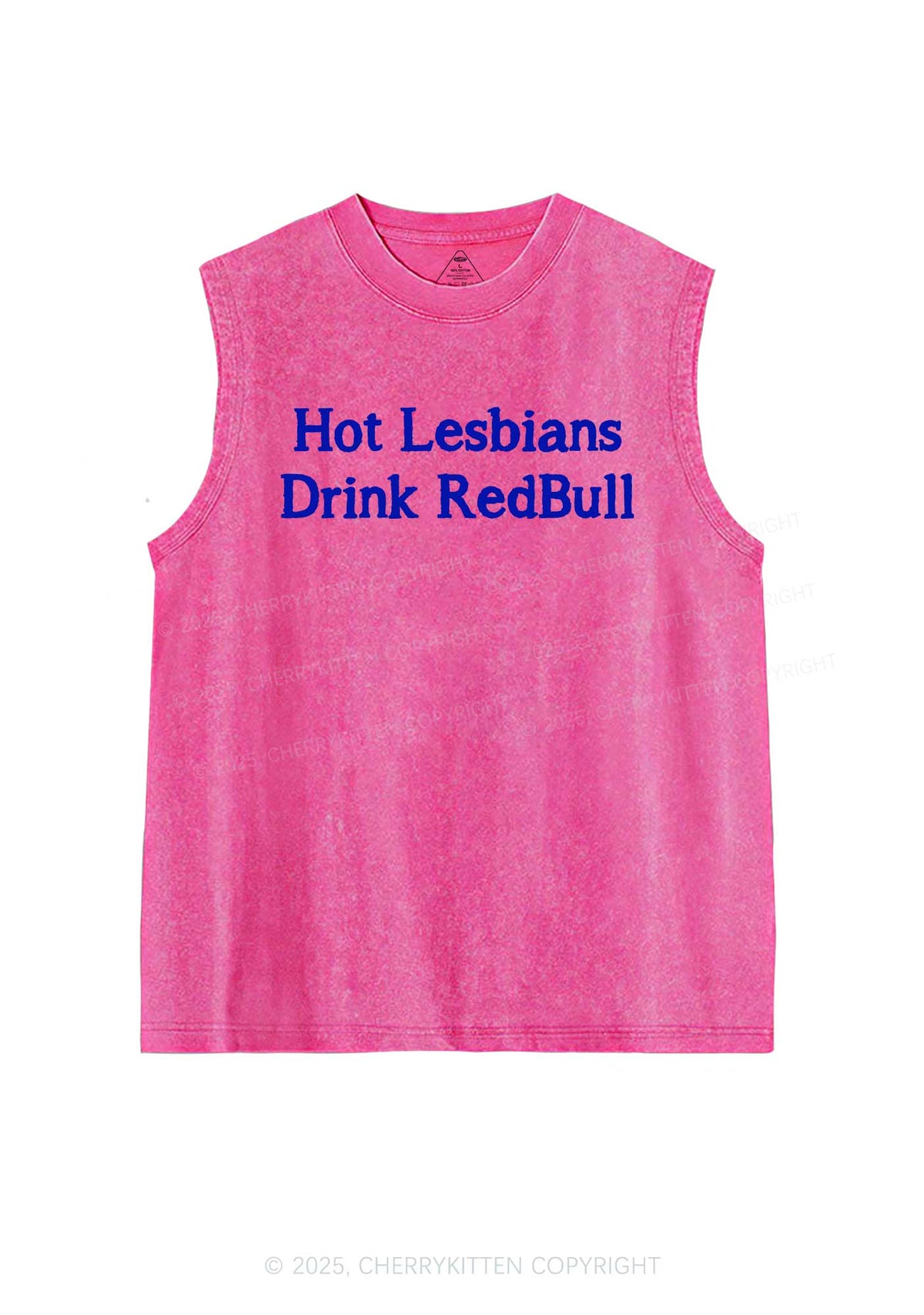 Hot Lesbians Drink Red Pride Y2K Washed Muscle Tank Cherrykitten