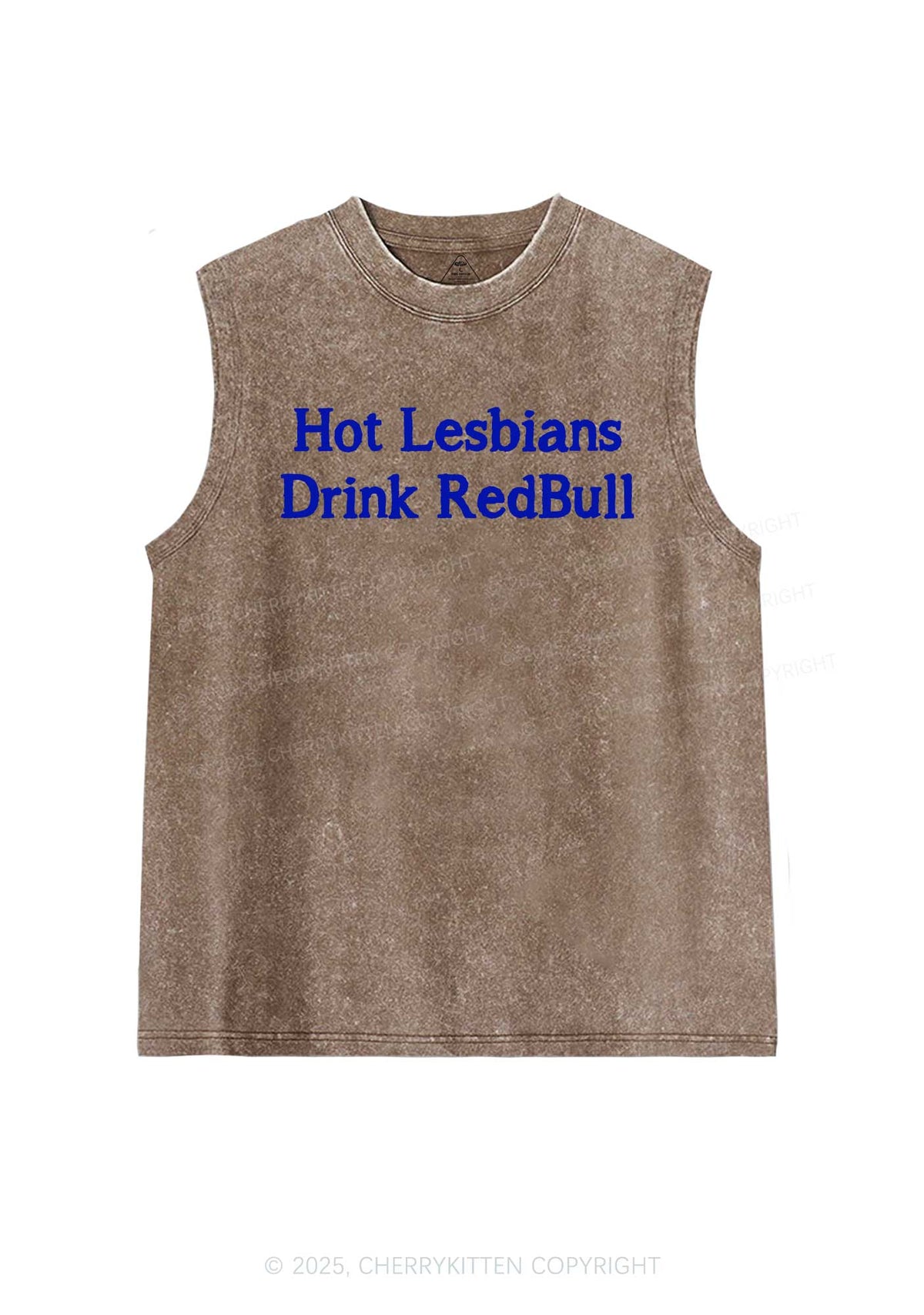 Hot Lesbians Drink Red Pride Y2K Washed Muscle Tank Cherrykitten