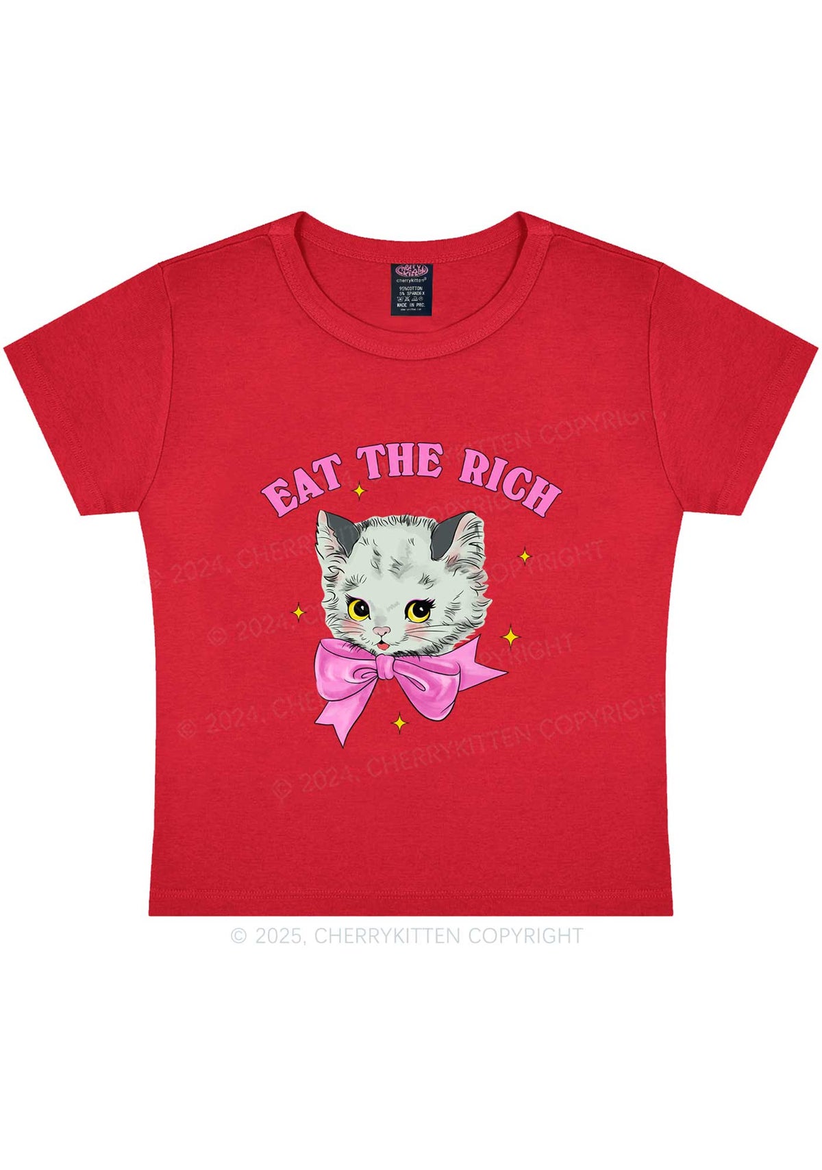 Eat Rich Cat Y2K Baby Tee Cherrykitten
