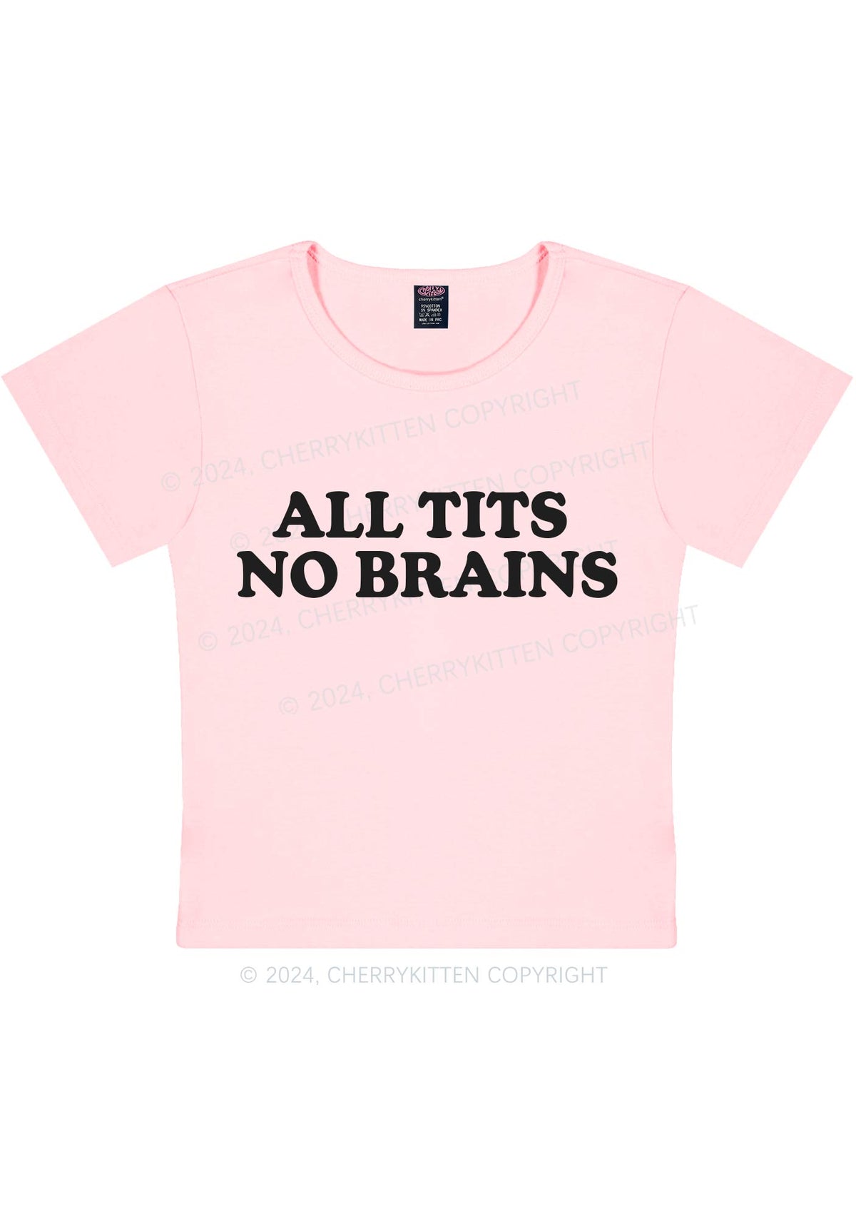 All Txts No Brains Y2K Baby Tee Cherrykitten