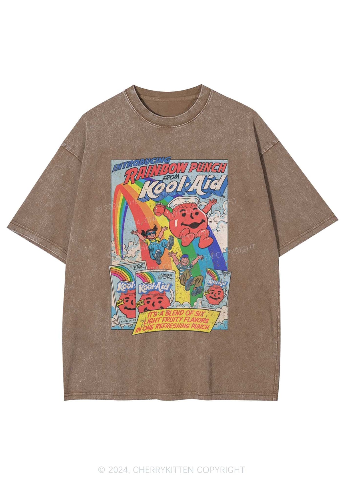 Rainbow Punch Y2K Washed Tee Cherrykitten