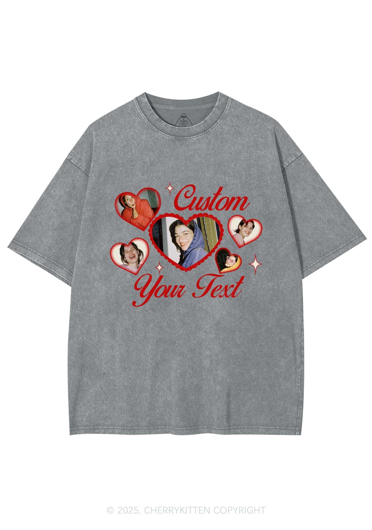 Custom Boyfriend Photos Y2K Valentine's Day Washed Tee Cherrykitten