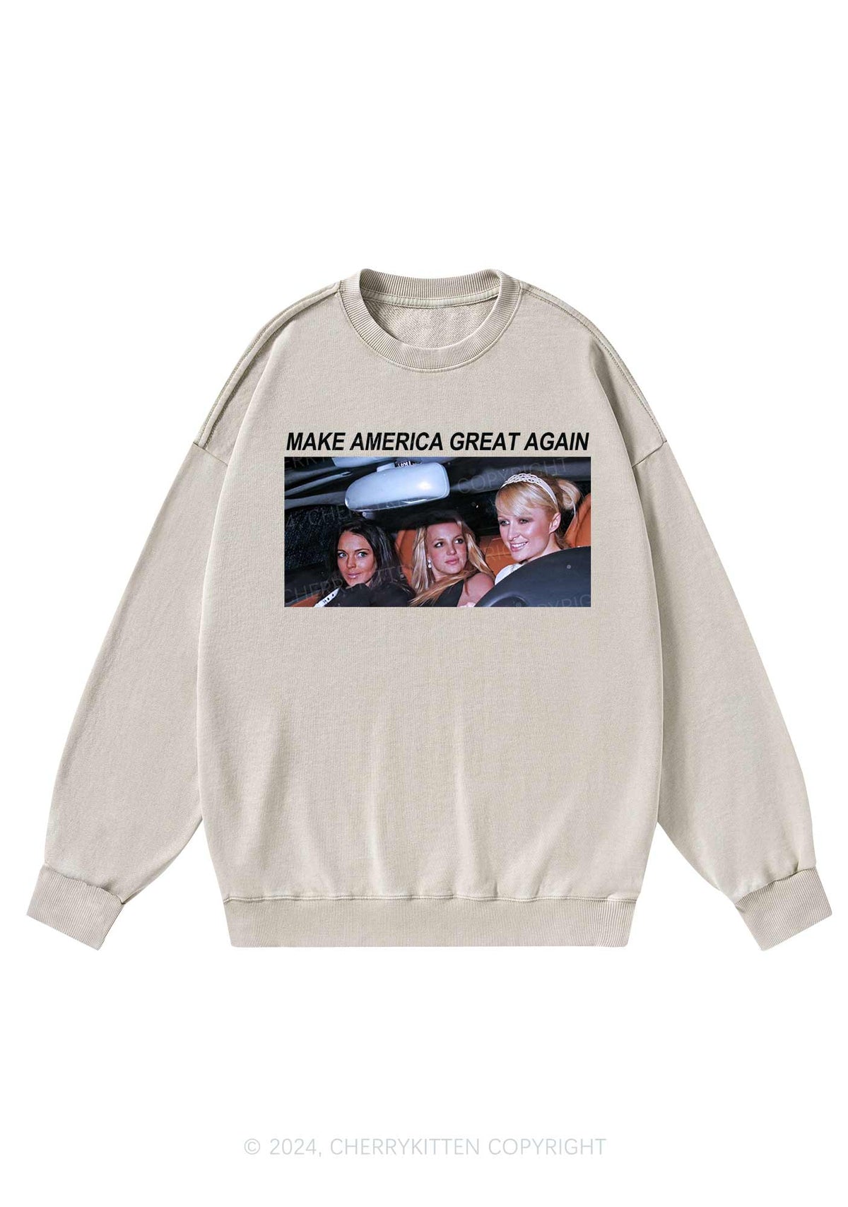 Make America Great Y2K Washed Sweatshirts Cherrykitten