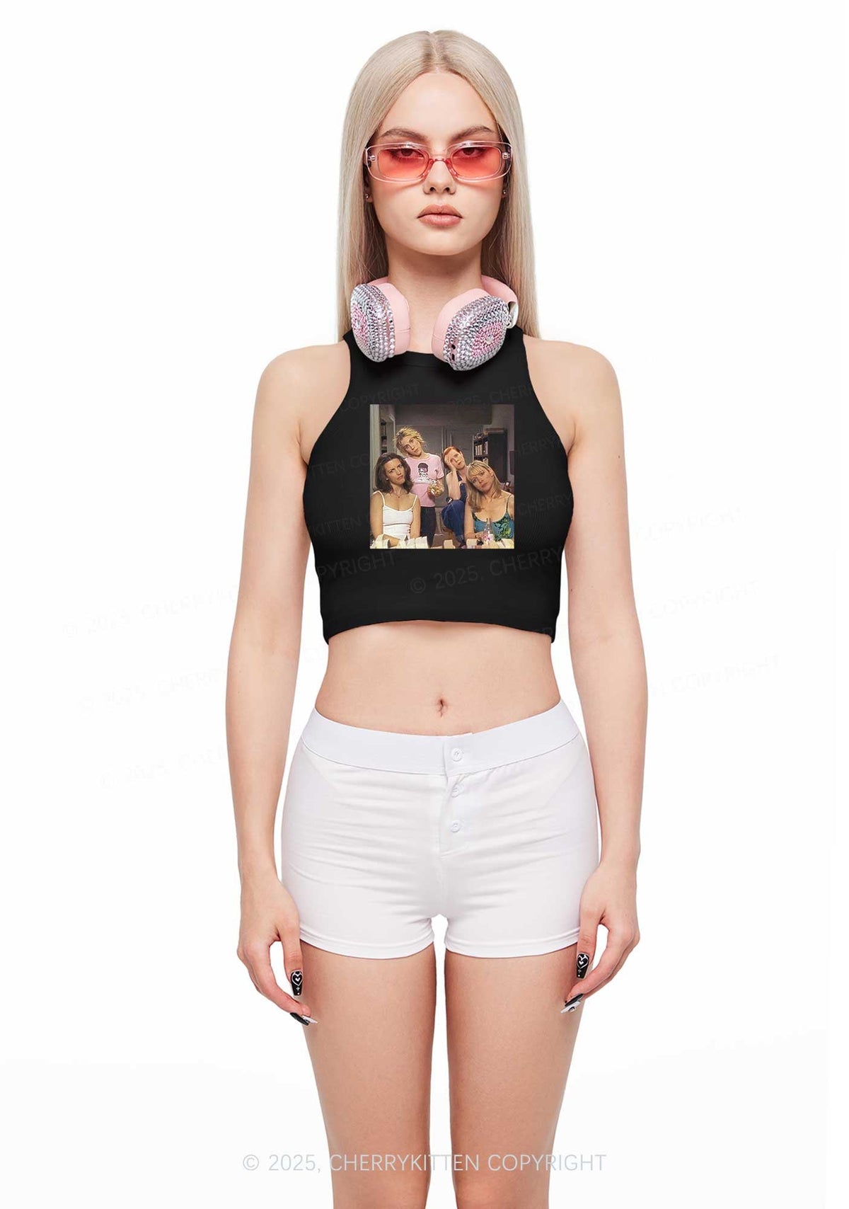 Girl Puzzled Y2K Crop Tank Top Cherrykitten