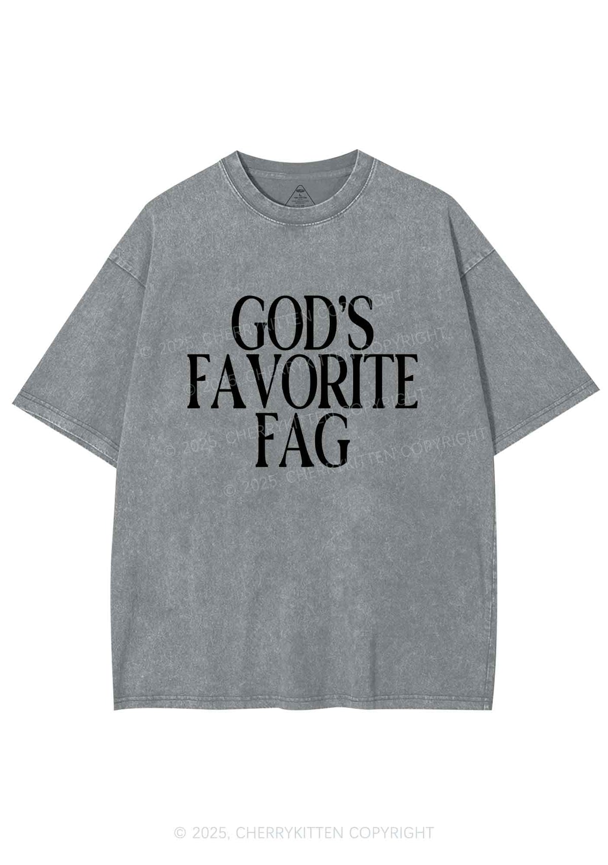 Gods Favorite Fag Pride Y2K Shirts Washed Tee Cherrykitten