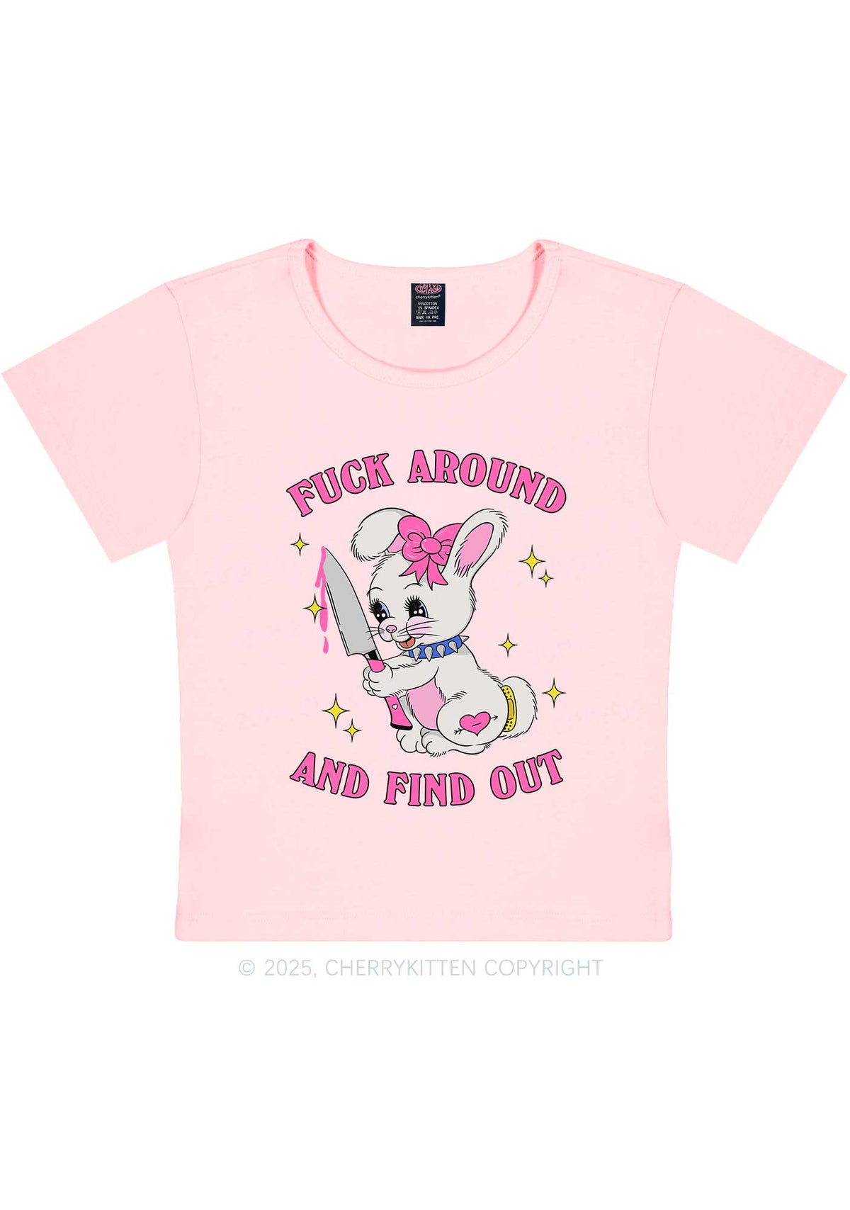 Fxxk Around Bunny Y2K Baby Tee Cherrykitten