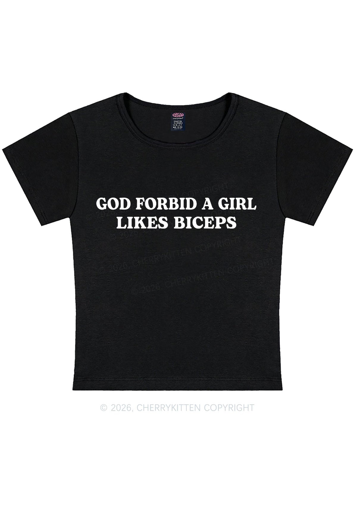 God Forbid A Girl Likes Biceps Y2K Baby Tee Cherrykitten