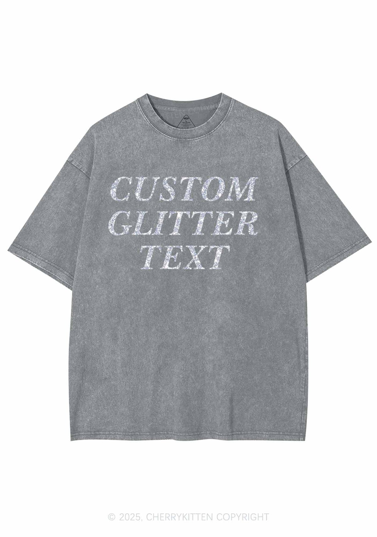 Custom Text Glitter Y2K Shirts Washed Tee Cherrykitten