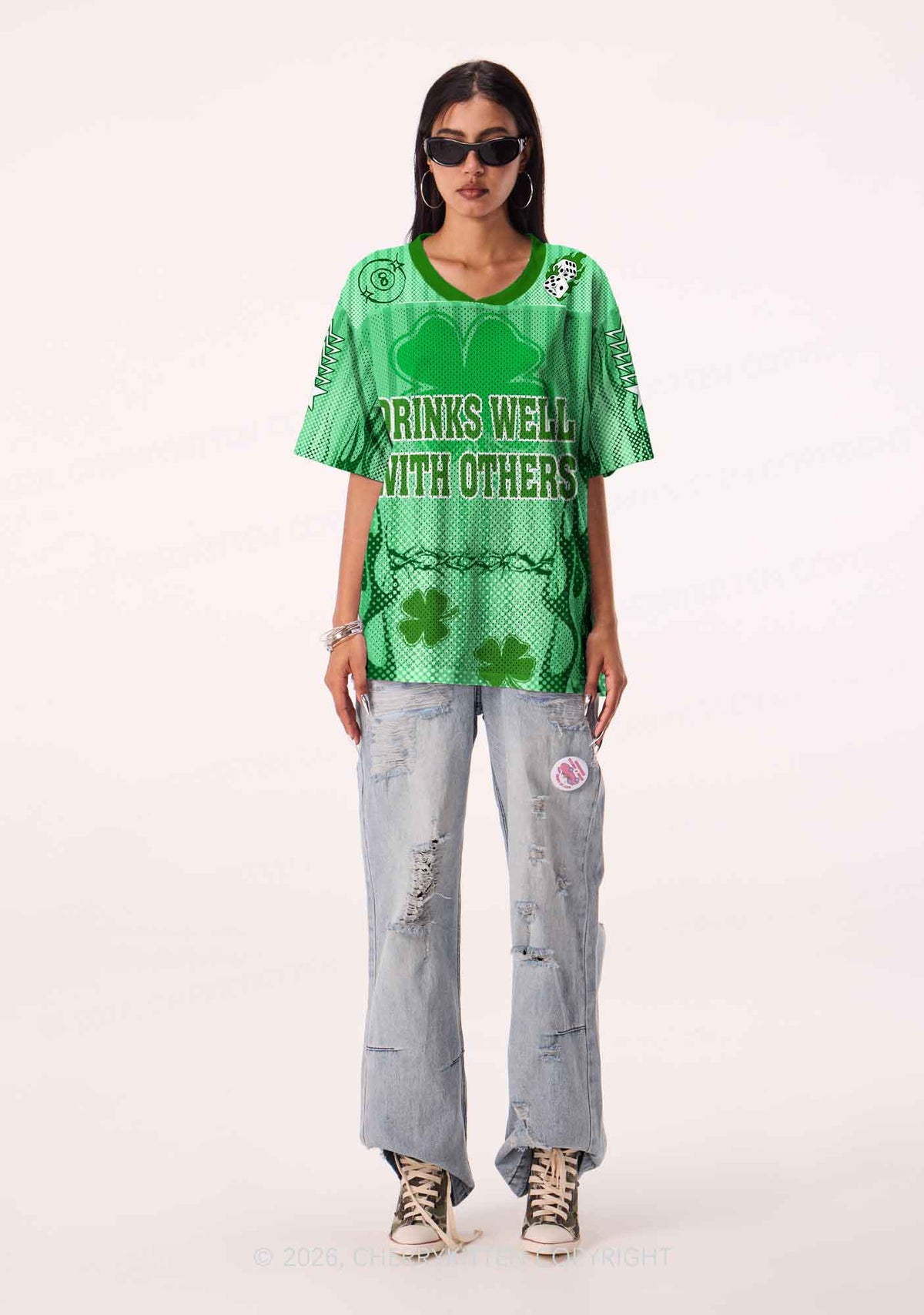Custom Drinks Well With Others St Patricks Y2K Sport Jersey Shirts Cherrykitten