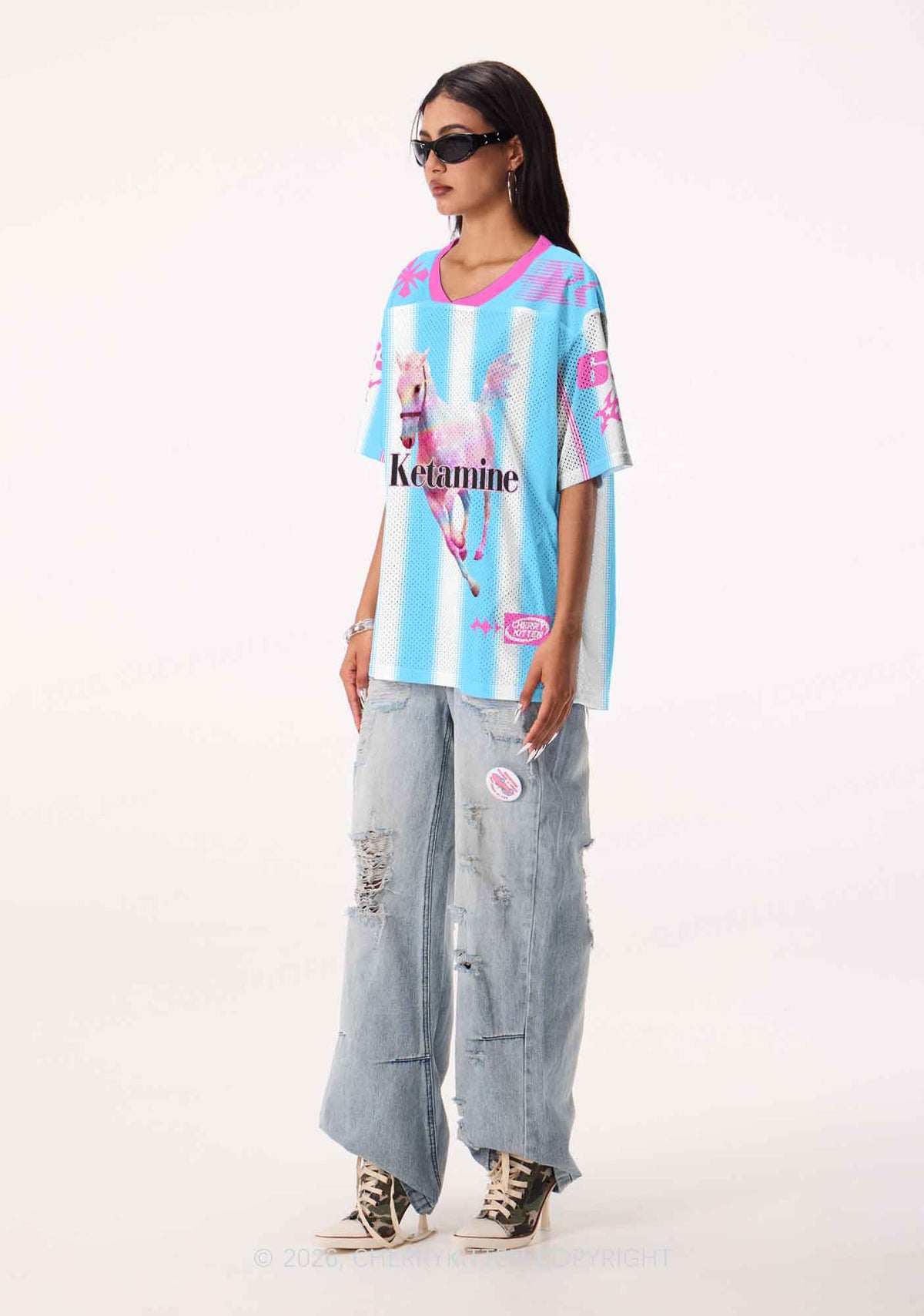 Blue K Horse Y2K Sport Jersey Shirts Cherrykitten
