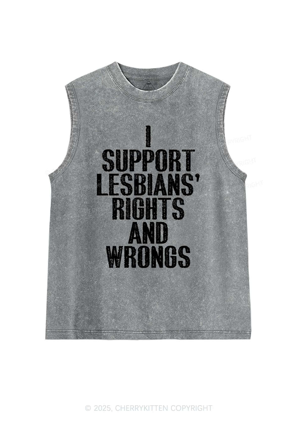 Support Lesbians Rights Pride Y2K Washed Muscle Tank Cherrykitten