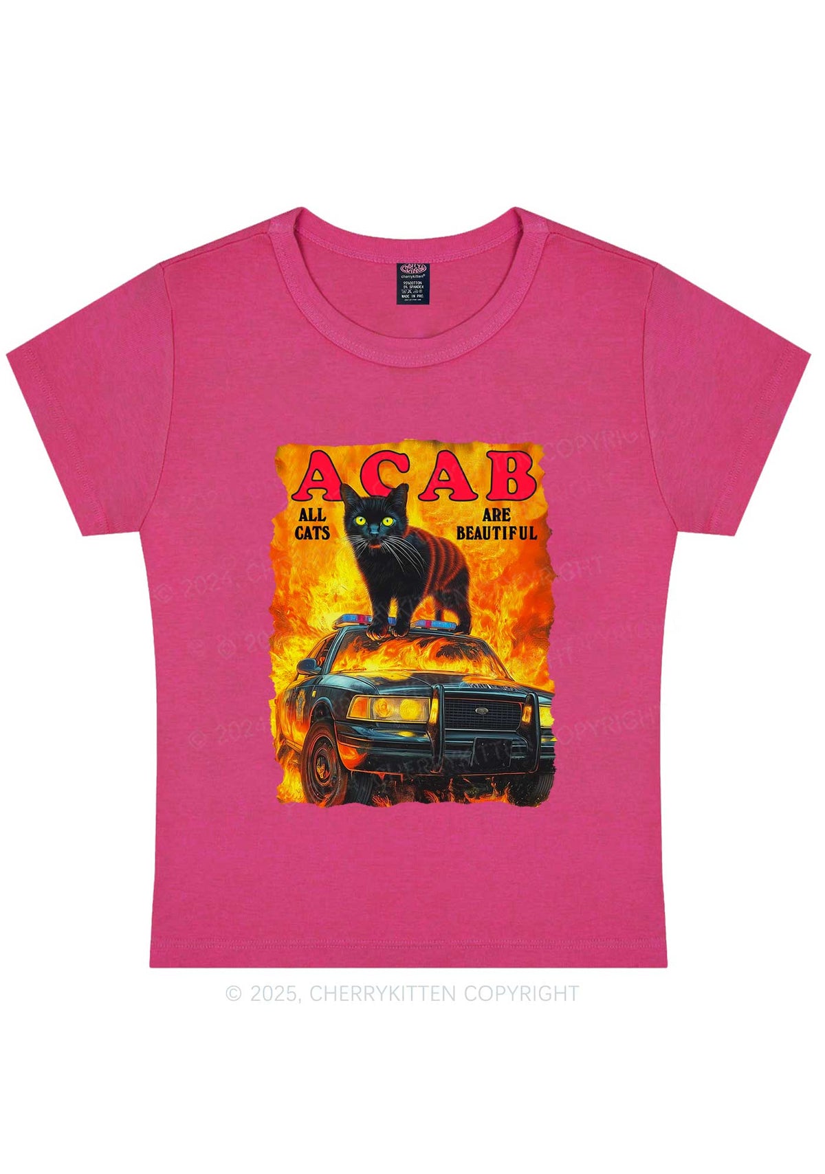 ACAB Beautiful Cats Y2K Baby Tee Cherrykitten