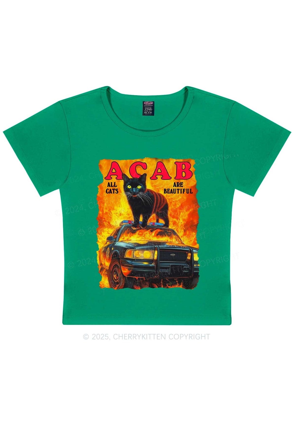 ACAB Beautiful Cats Y2K Baby Tee Cherrykitten