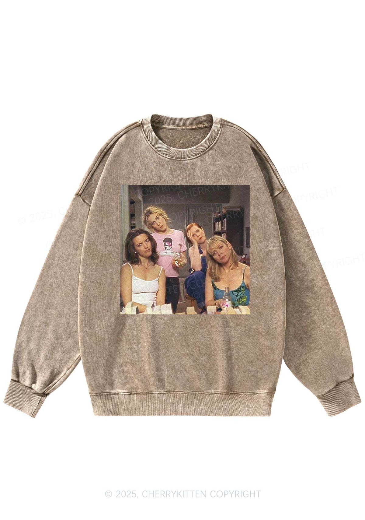 Girl Puzzled Y2K Washed Sweatshirts Cherrykitten